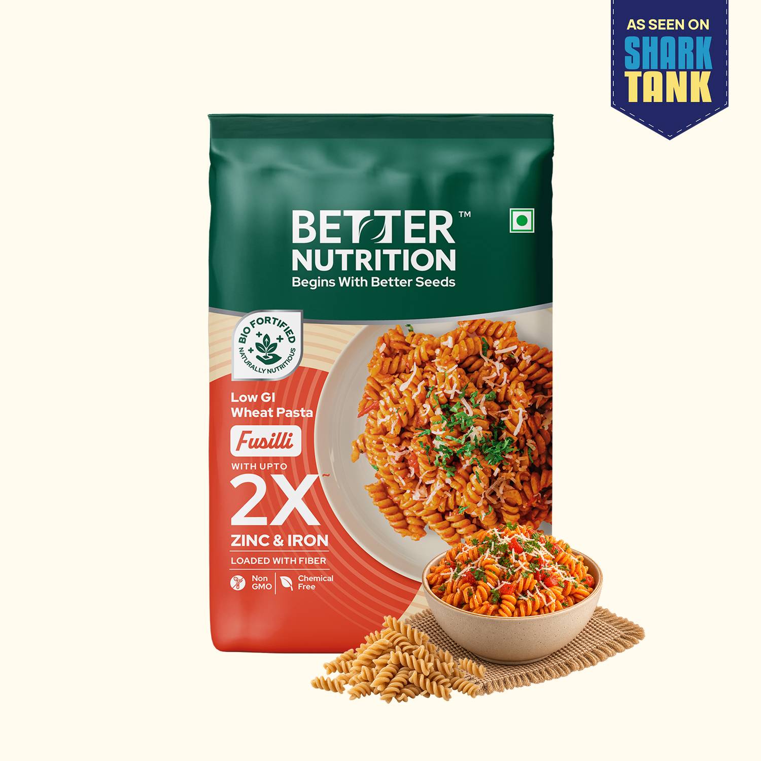 Better Nutrition Biofortified Wheat Fusilli Pasta | Fiber, Iron & Zinc Rich Fusilli Pasta
