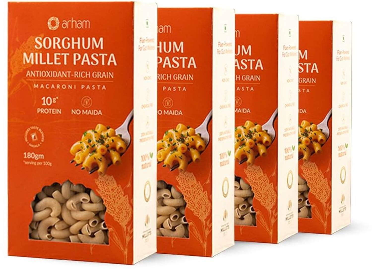 Arham organic Sorghum Millet Pasta | No Maida | Non-GMO, No Preservatives Macaroni Pasta