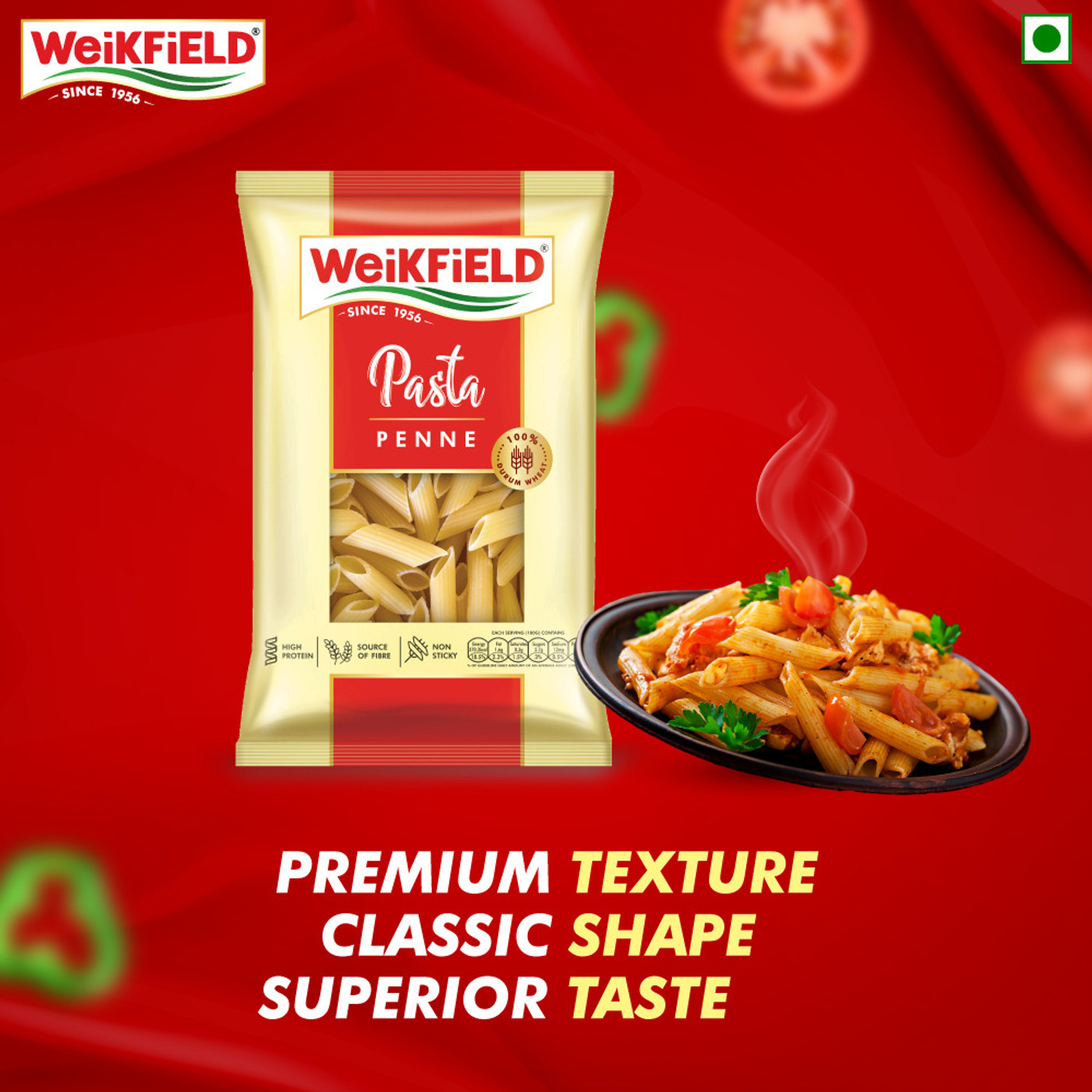 Image of WeiKFiELD Penne Pasta|Durum Wheat Semolina Healthy Pasta|No Maida|Rich in Protein & Fibre Penne Pasta