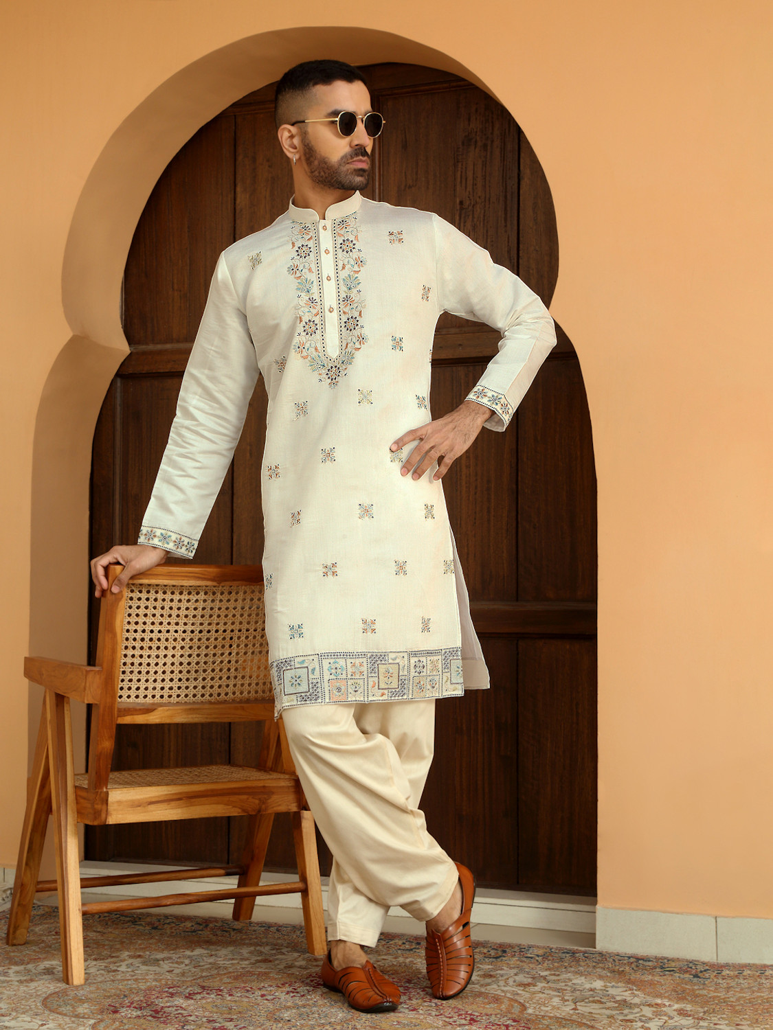 Image of kraft india Indi Silk Blend Solid Patiala