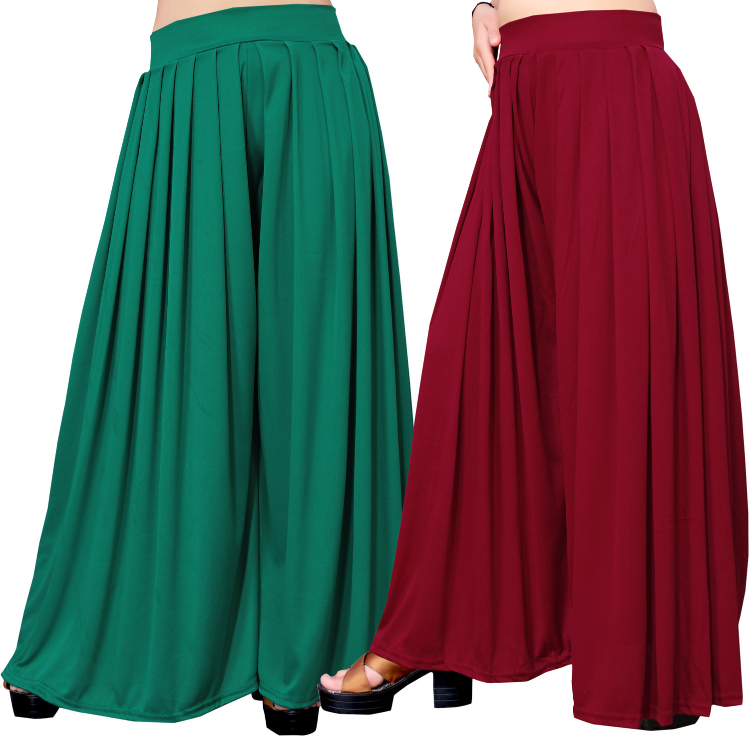 Image of Anti Wrinkle Designer Flared Women Multicolor Trousers