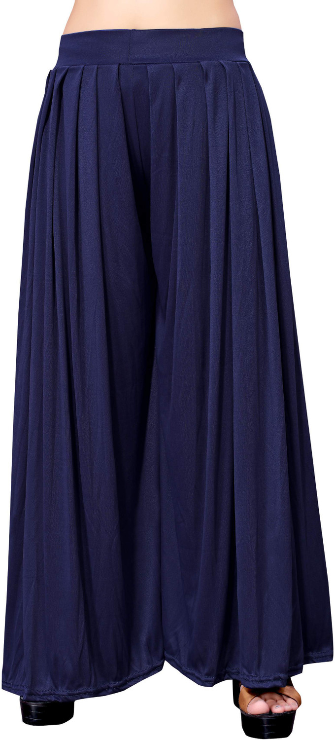 Image of Anti Wrinkle Designer Flared Women Beige, Blue Trousers