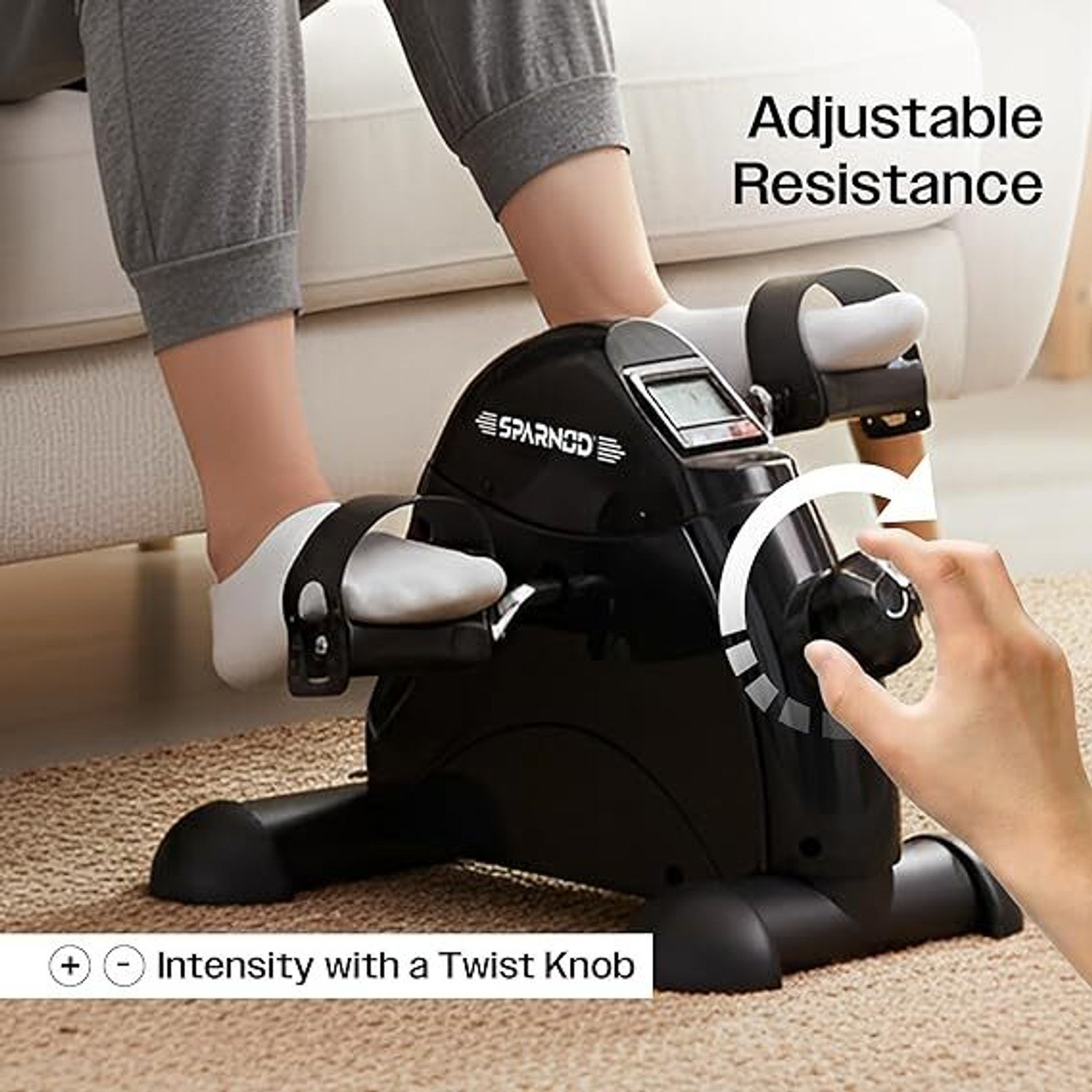 Image of Sparnod Fitness SMB-475 Arm & Leg Mini Bike with LCD Display, Portable Under Desk Pedal Mini Pedal Exerciser Cycle