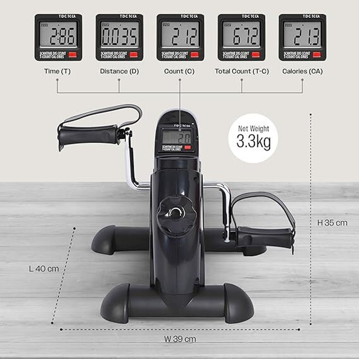 Image of Sparnod Fitness SMB-475 Arm & Leg Mini Bike with LCD Display, Portable Under Desk Pedal Mini Pedal Exerciser Cycle