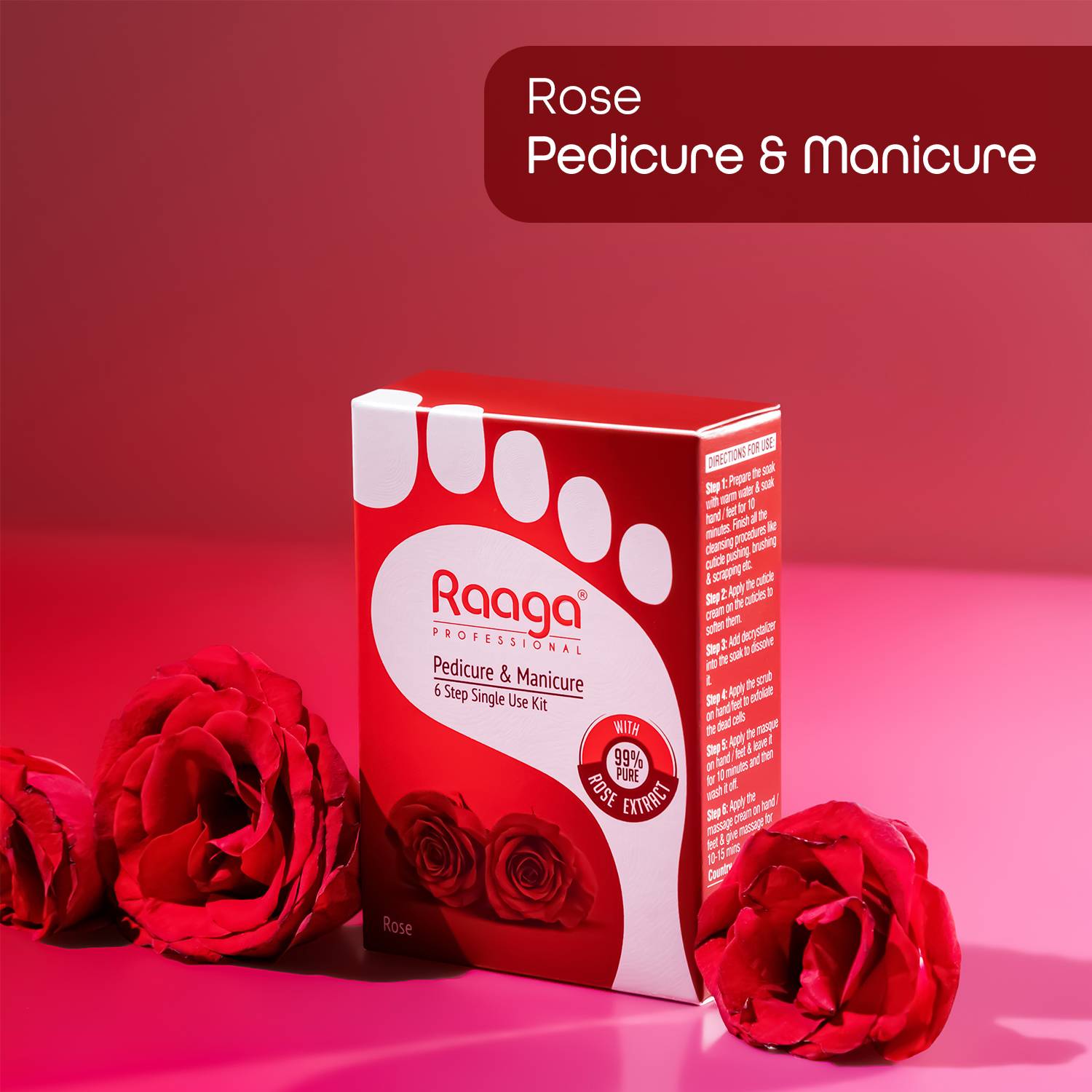 RAAGA PROFESSIONAL Manicure & Pedicure | Rose | 6 Step Single Use