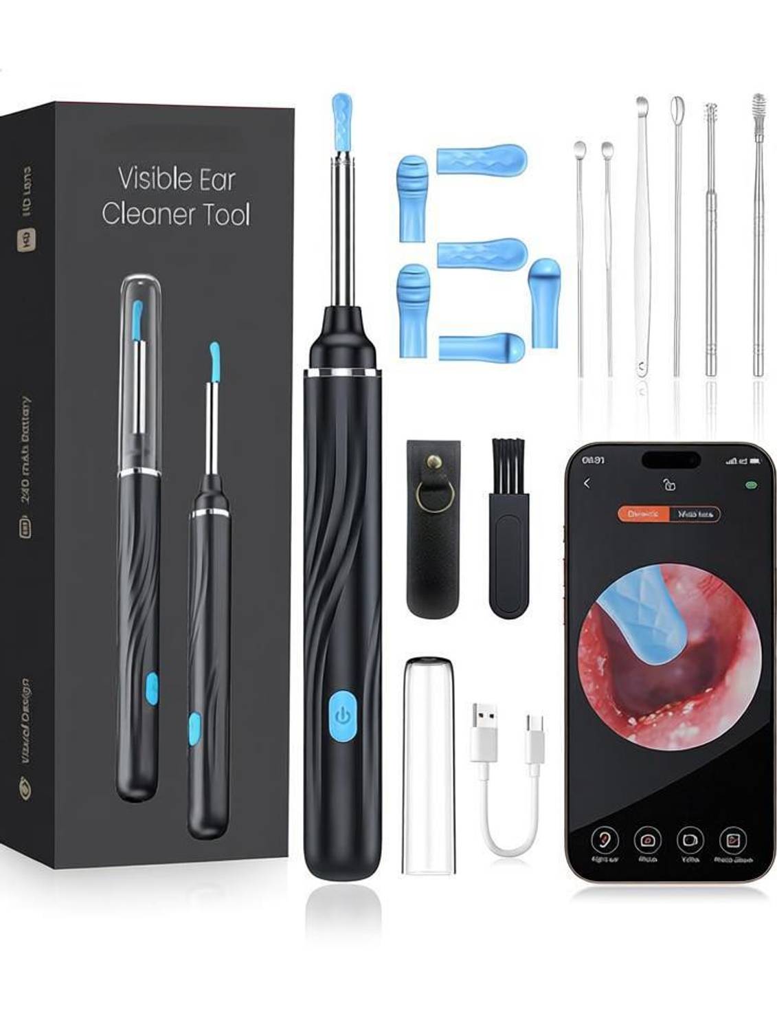 Anatomicals WiFi Otoscope HD Ear Cleaner with 6 Adjustable LEDs