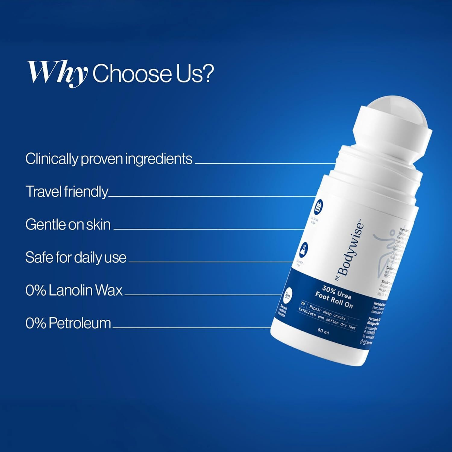 Image of Be Bodywise 30% Urea Foot Roll-On | For Dry & Cracked Heels