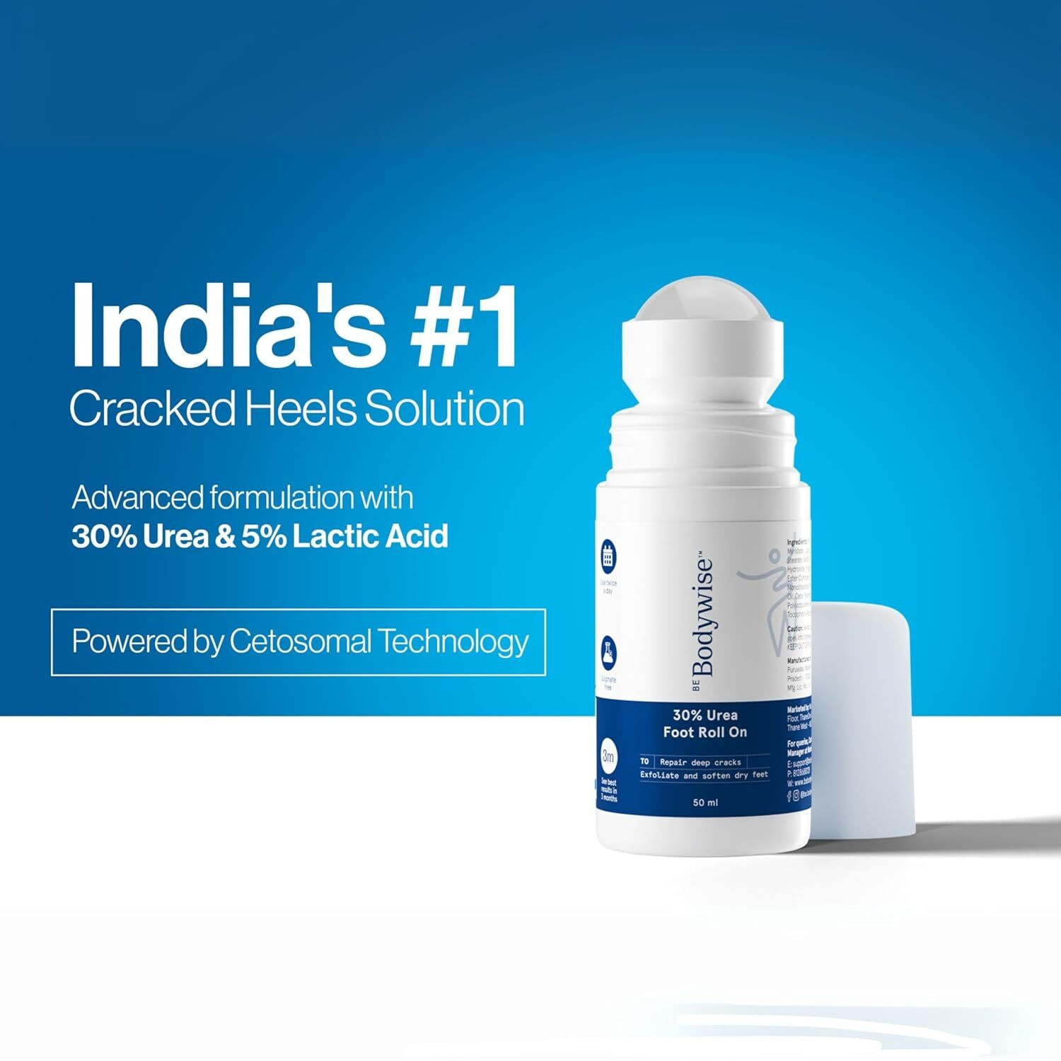 Image of Be Bodywise 30% Urea Foot Roll-On | For Dry & Cracked Heels