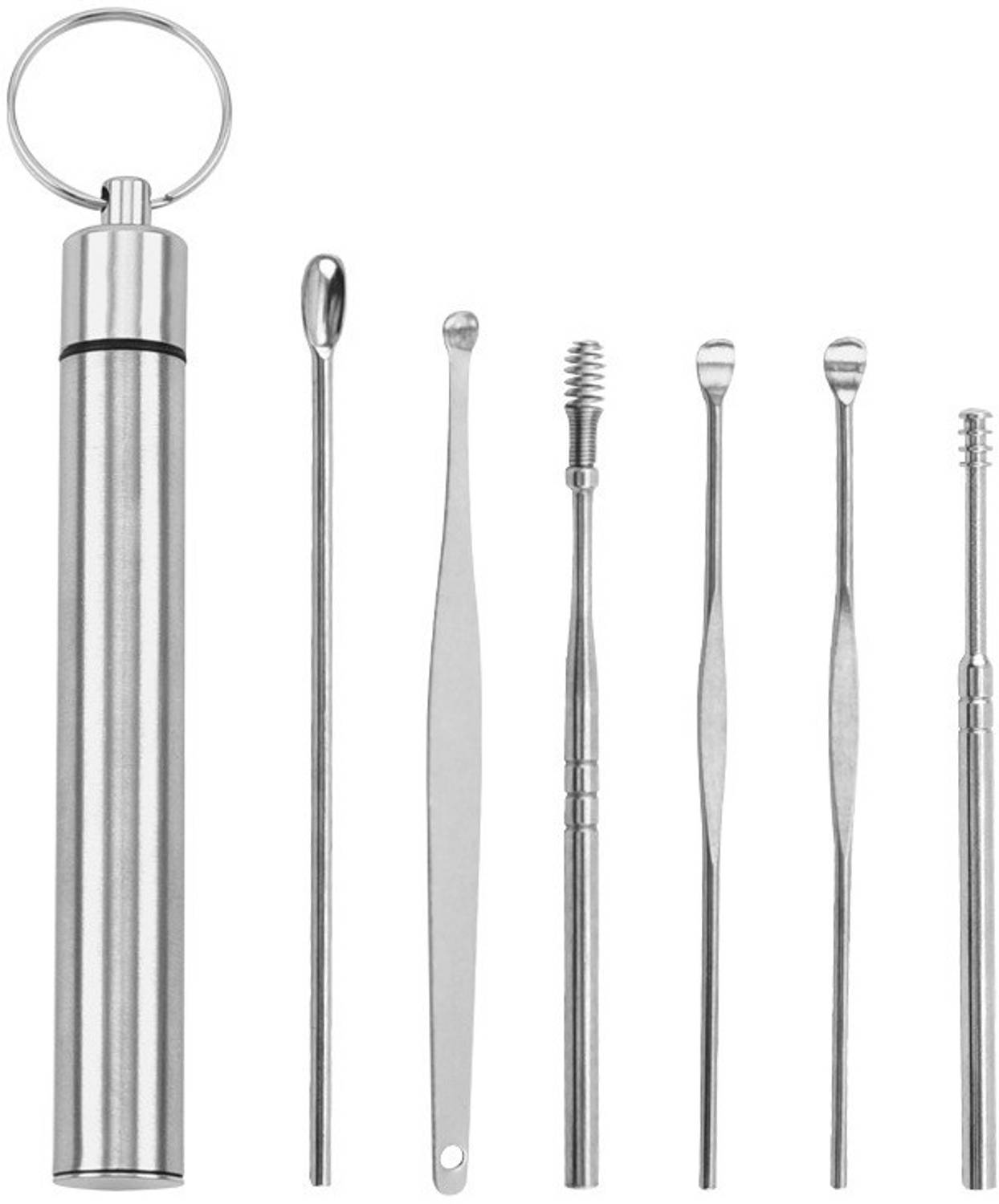 Alpyog 6 Pcs Steel Ear Wax Removal Ear Picking Spoon Set with Steel Storage Case