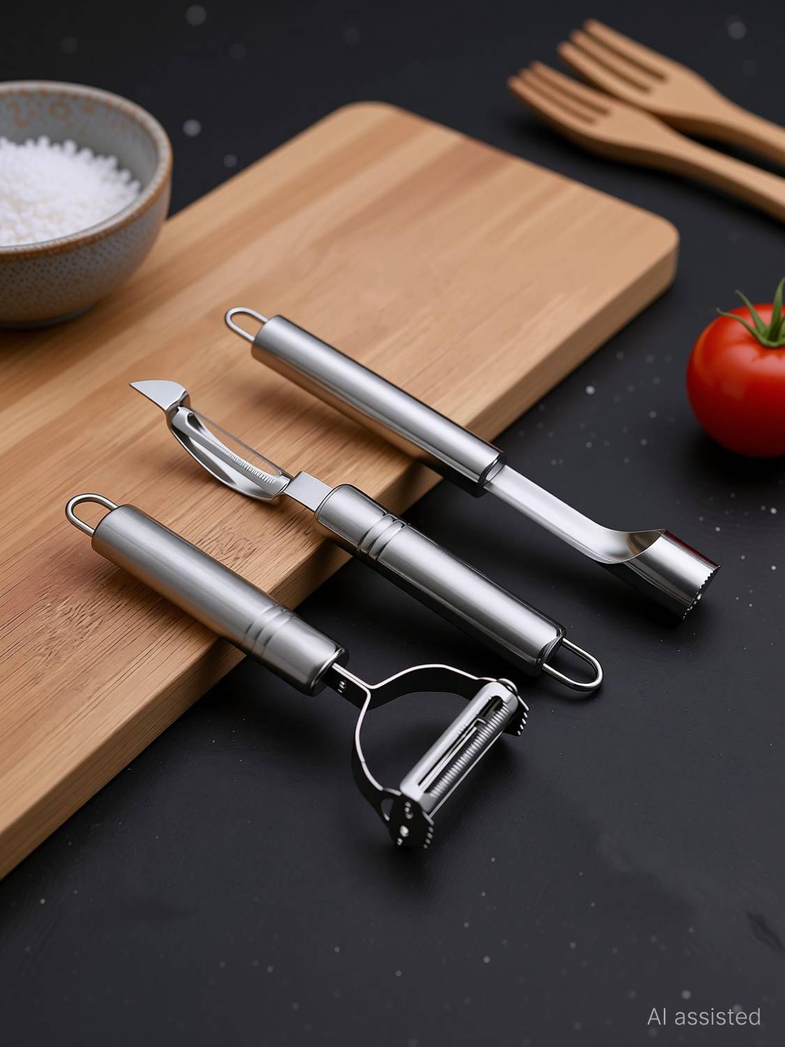 AJCART 3-in-1 Stainless Steel Kitchen Tool Set – Peeler, Corer & Carving Knife Kitchen Tool Set
