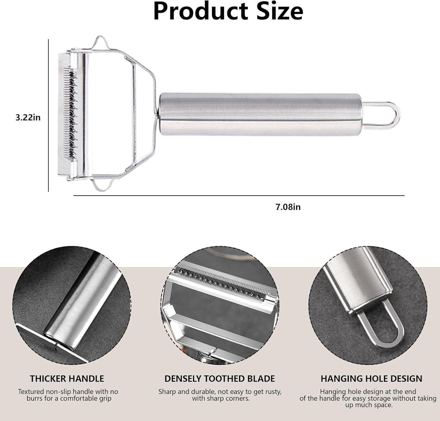 Image of Klick N Shop Stainless Steel Multi-Functional 2 in 1 Julienne Vegetable Straight Peeler