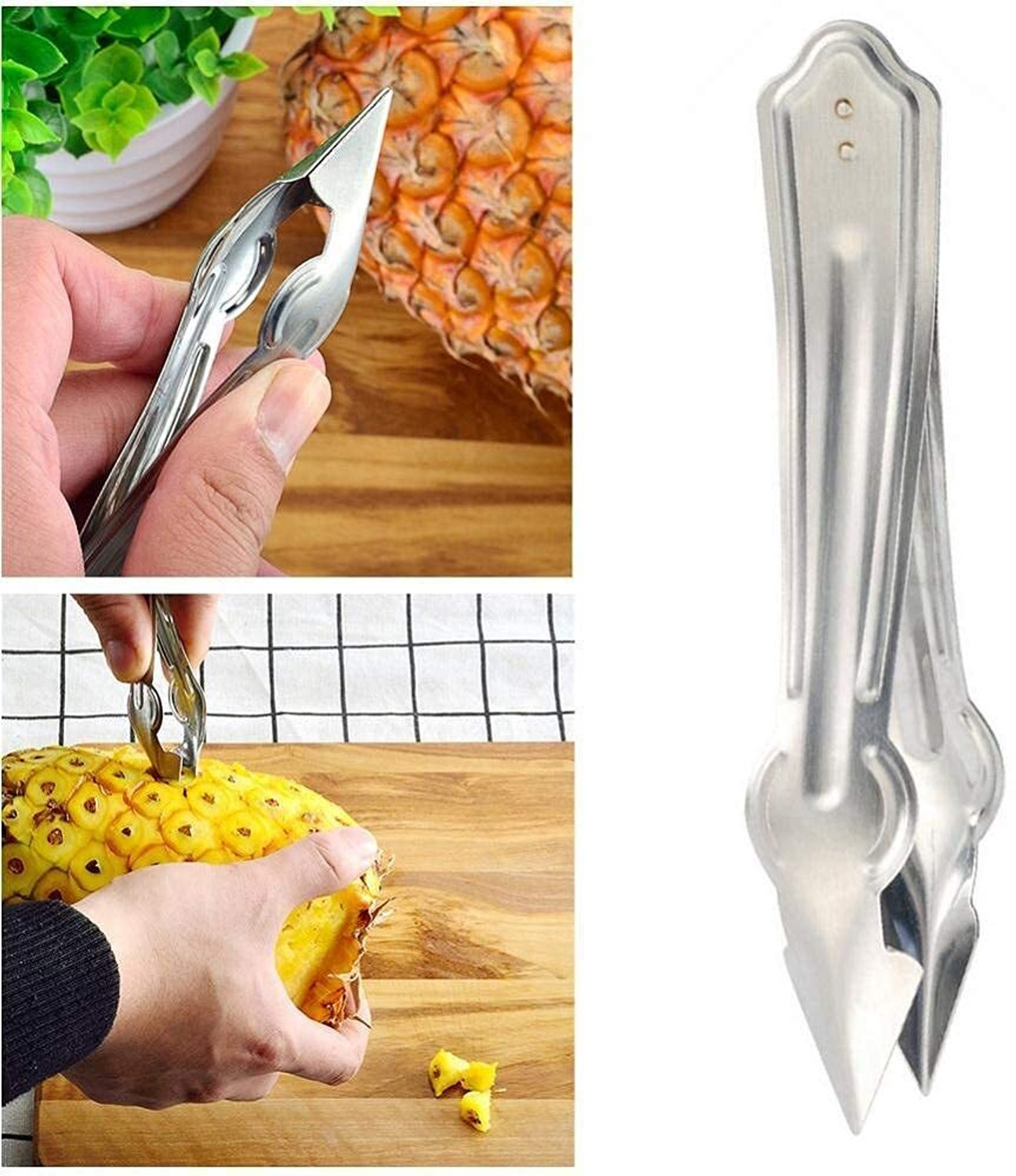 Image of Arto SS Steel Pineapple Eye Remover Peeler Clip Fruit & Vegetable Tool for Kitchen Kitchen Tool Set