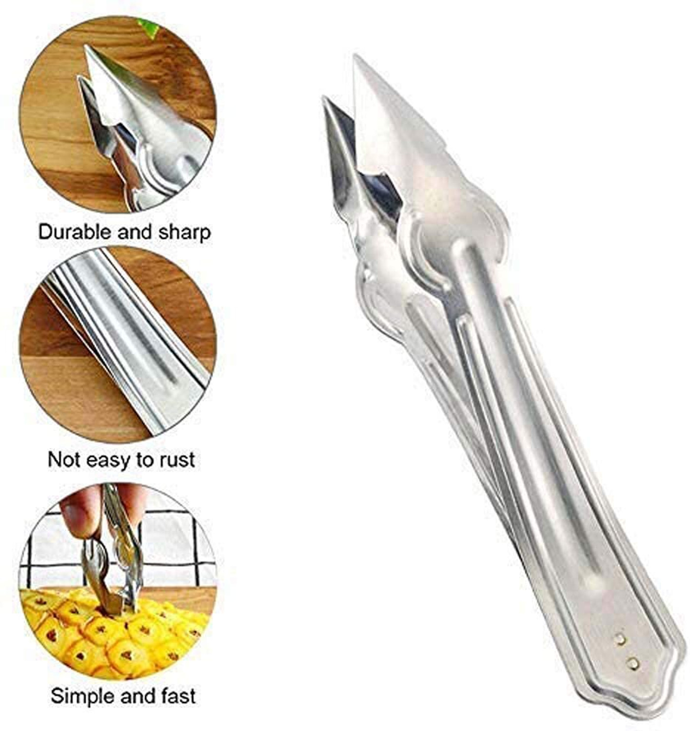 Image of Arto SS Steel Pineapple Eye Remover Peeler Clip Fruit & Vegetable Tool for Kitchen Kitchen Tool Set
