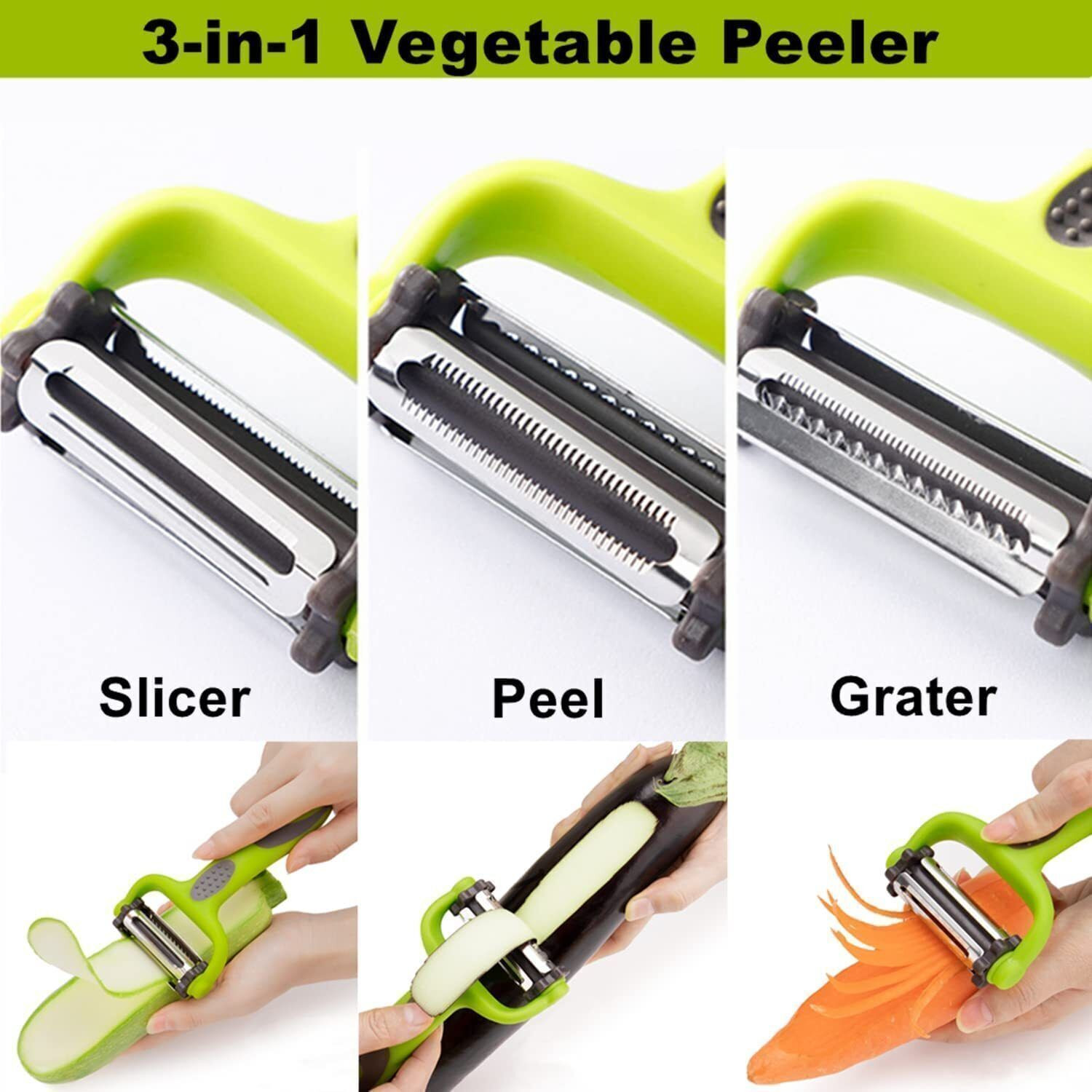 Image of HK APPLIANCE 3 in 1 Rotary Multi-Functional Peeler, Suitable for Vegetable and Fruit Straight Peeler