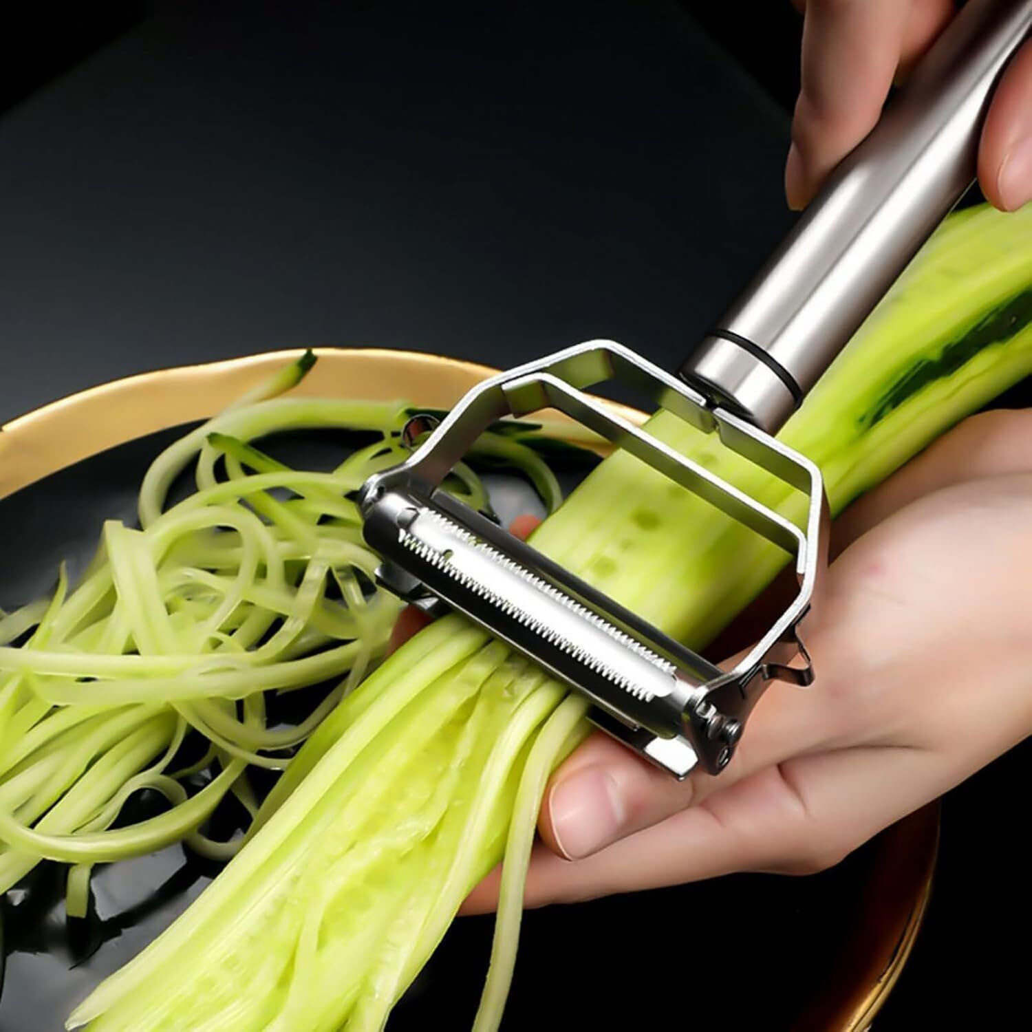 Image of Klick N Shop Stainless Steel Multi-Functional 2 in 1 Julienne Vegetable Straight Peeler