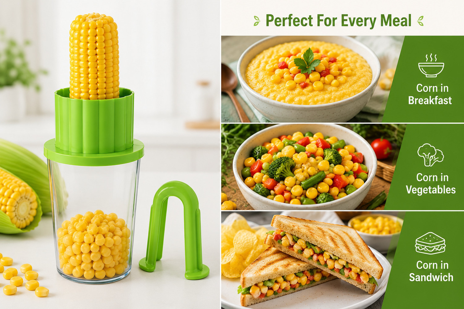 Image of Zalek Corn Seed Remover | Food Grade Plastic | Multi-Color | Made in India Straight Peeler