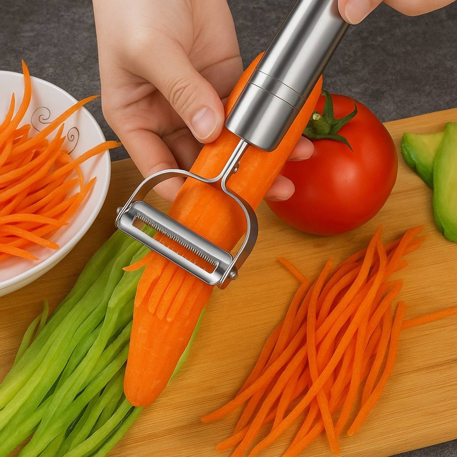 EZZY MART Dsone Stainless Steel Julienne Peeler Fruit Vegetable Shredder Slicer Double Y Shaped Peeler