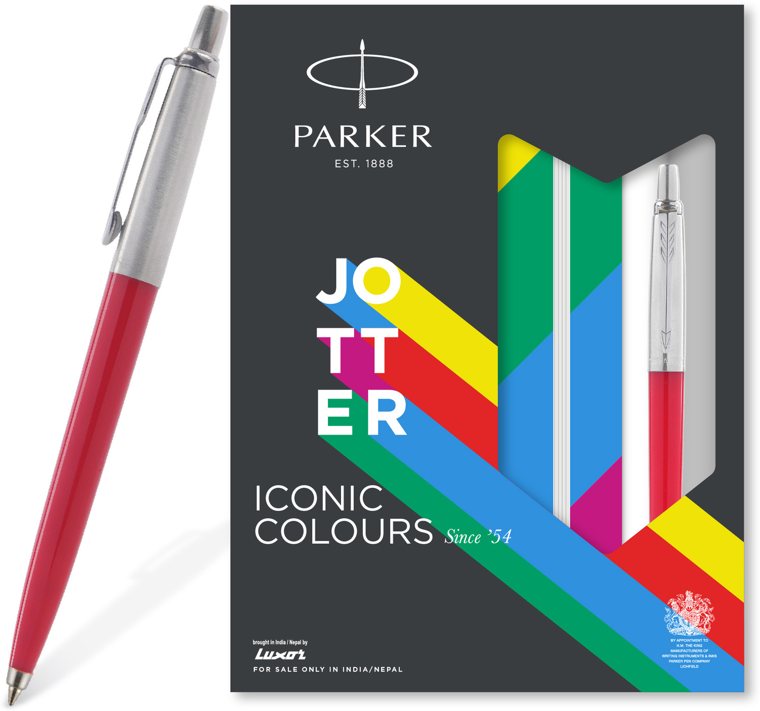 Image of PARKER Pen and Notebook Gift Set | Jotter Standard Red Body Ball Pen