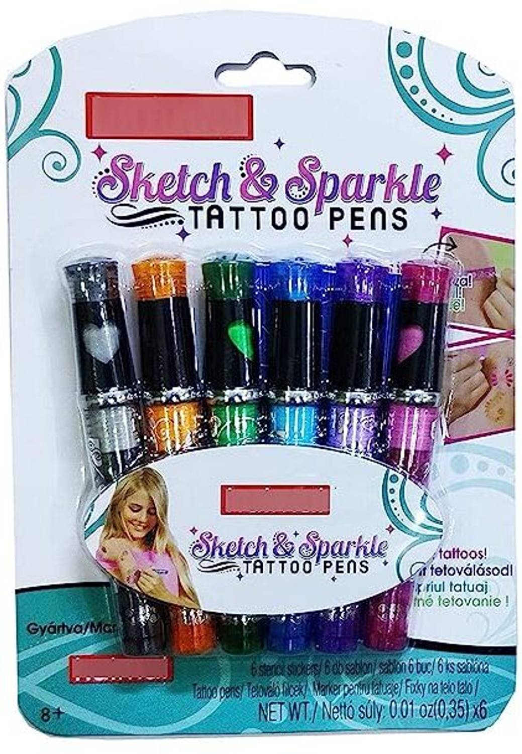AARNASHOPPE Sketch and Sparkle Tattoo Pens Pen Gift Set