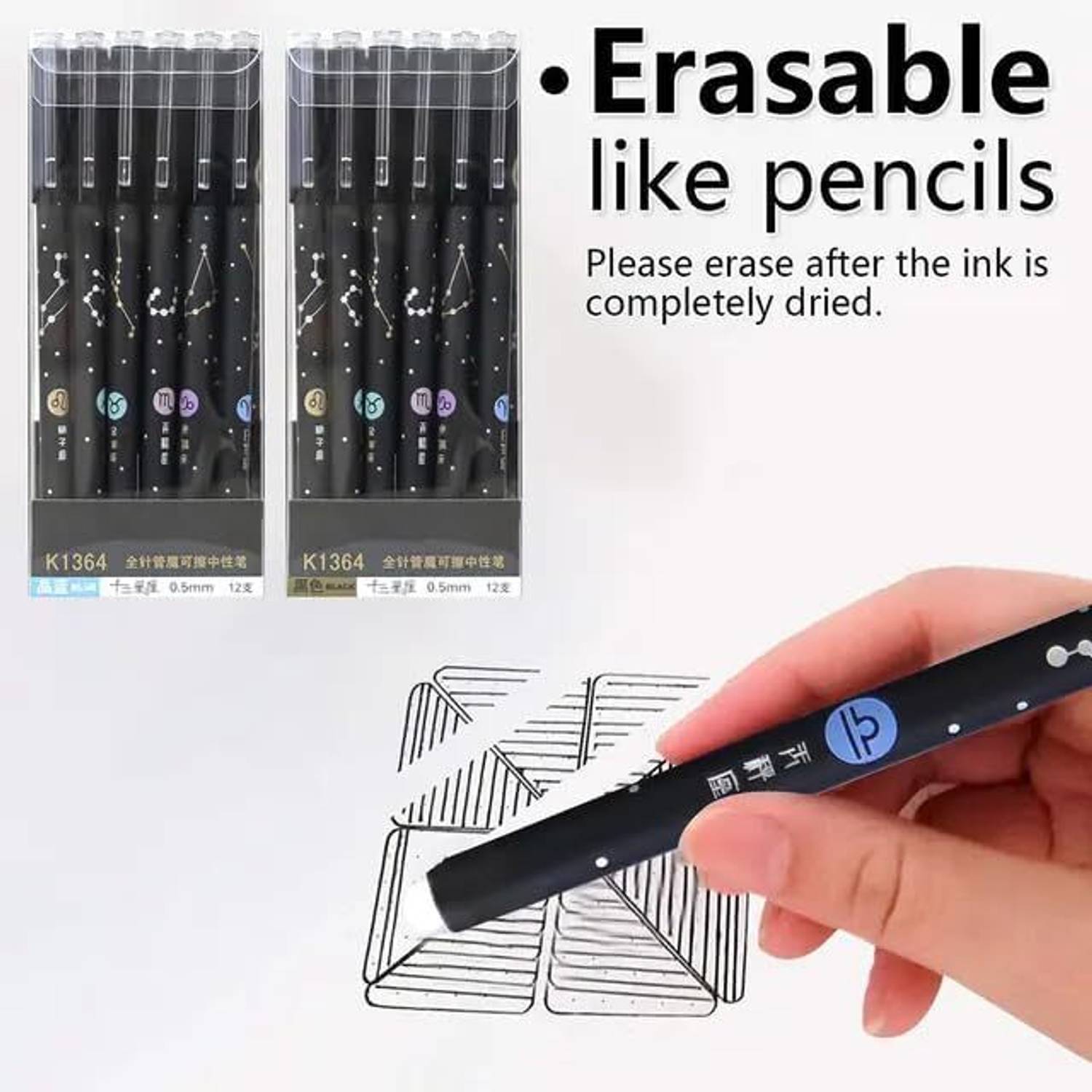 BREEPREE Erasable Pen Star Zodiac 0.5mm, 12 Pack - Image 3
