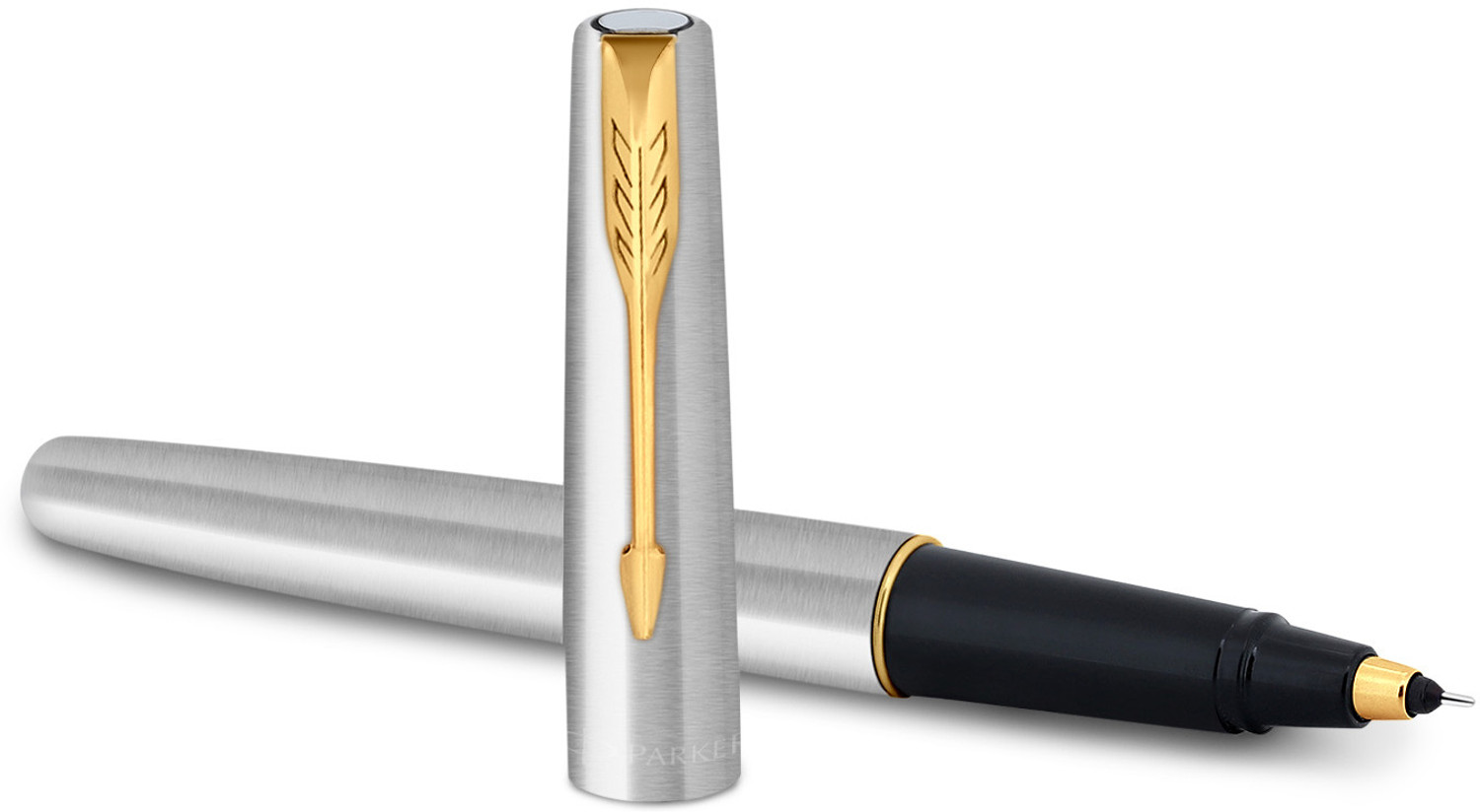 Image of PARKER Frontier Stainless Steel, Gold Trim Roller Ball Pen