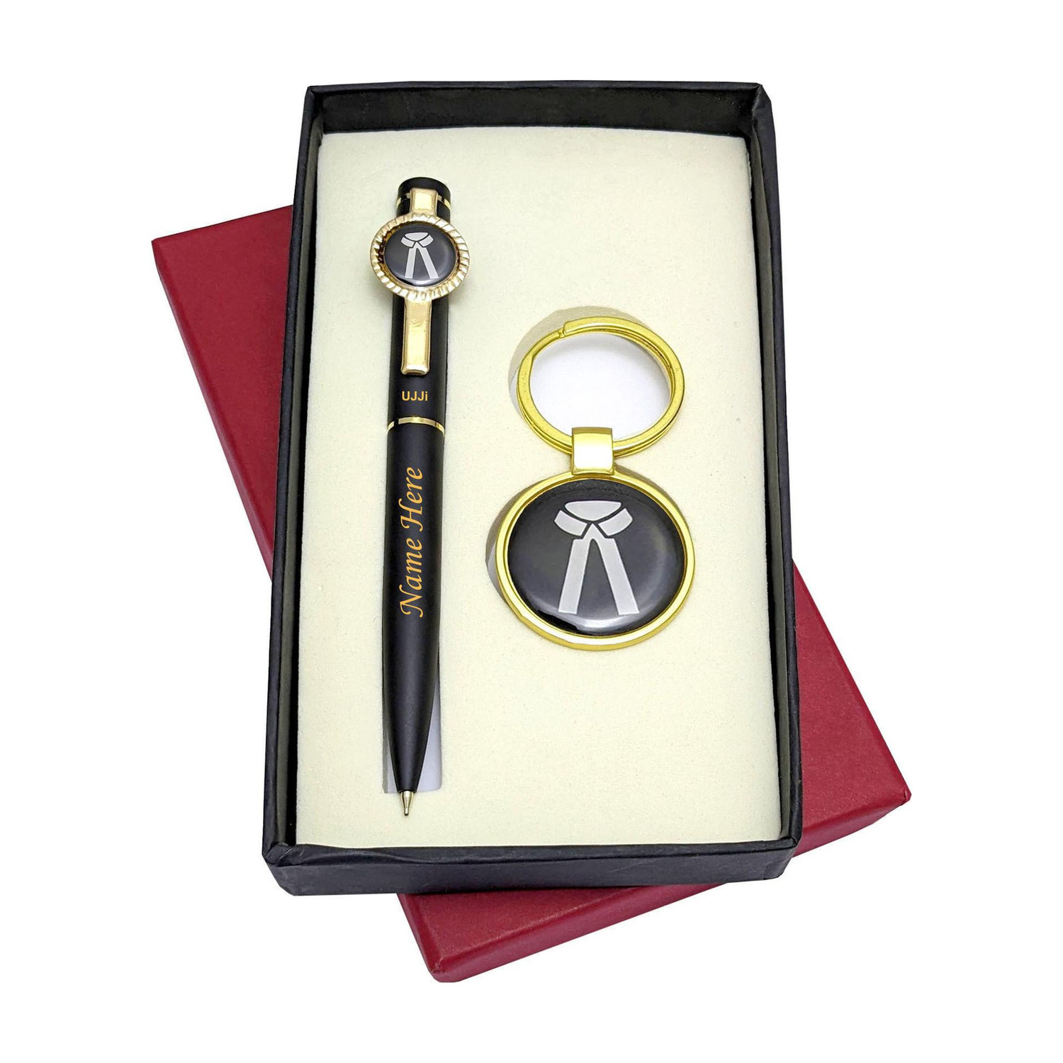 Image of UJJi 2in1 Advocate Gifts with Name Engraved Brass Keychain & Pen Gift Set