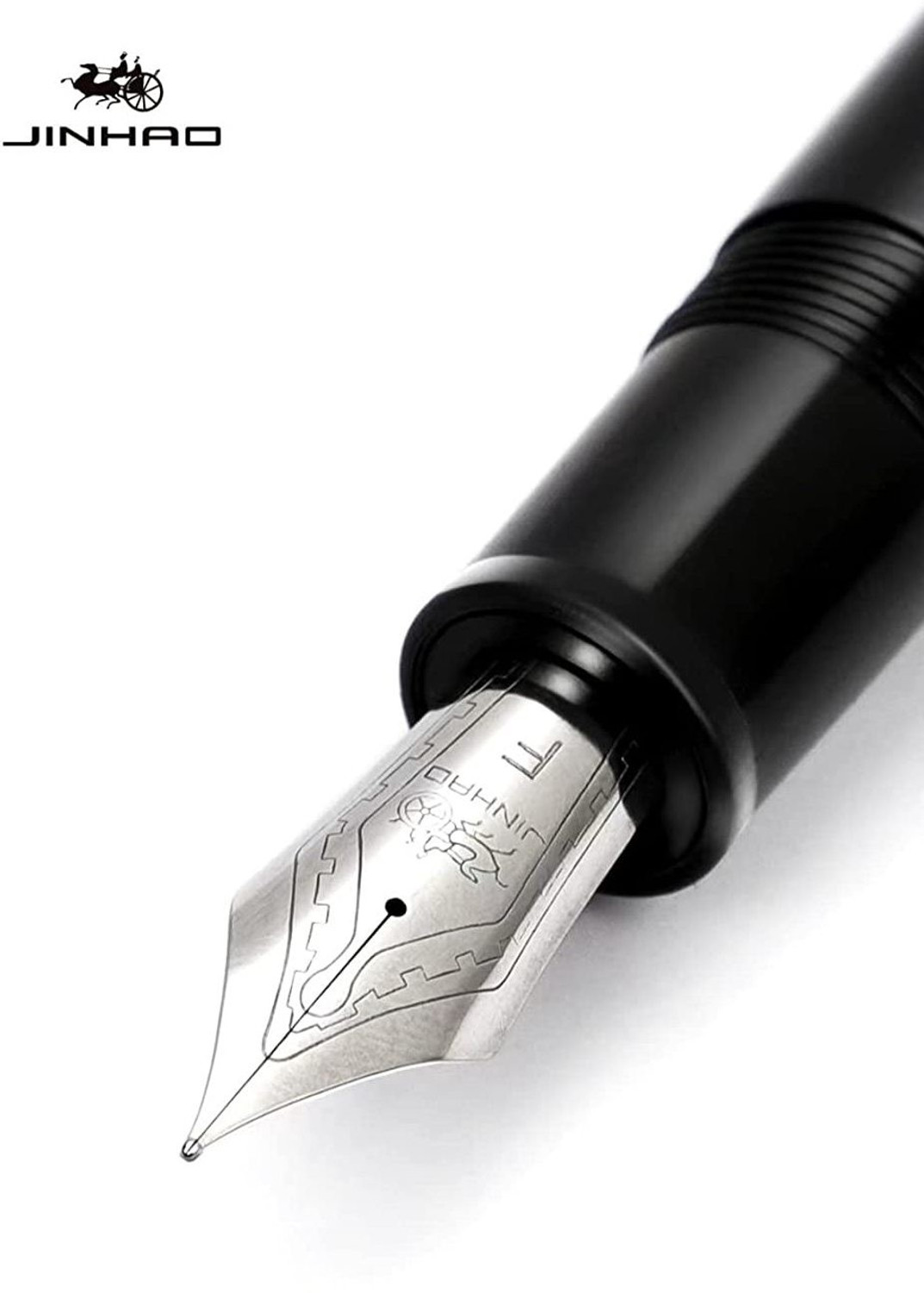 Image of Levin X159 Fine Nib Fountain Pen, Black Acrylic Big Size Writing Pen Fountain Pen