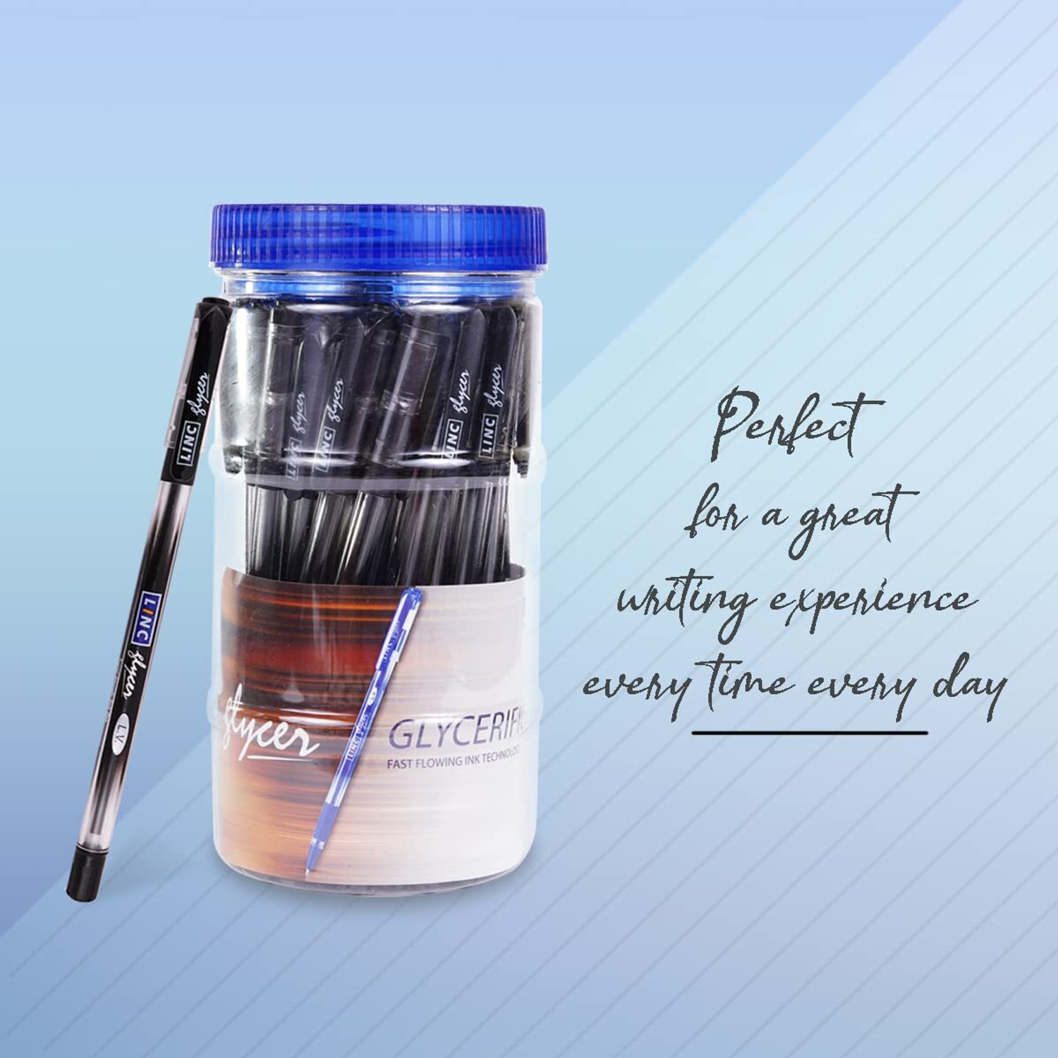 Image of Linc Glycer 0.7mm Ball Pen Jar | Fast Flowing Ink & Soft Rubber Grip | Smooth Writing Ball Pen