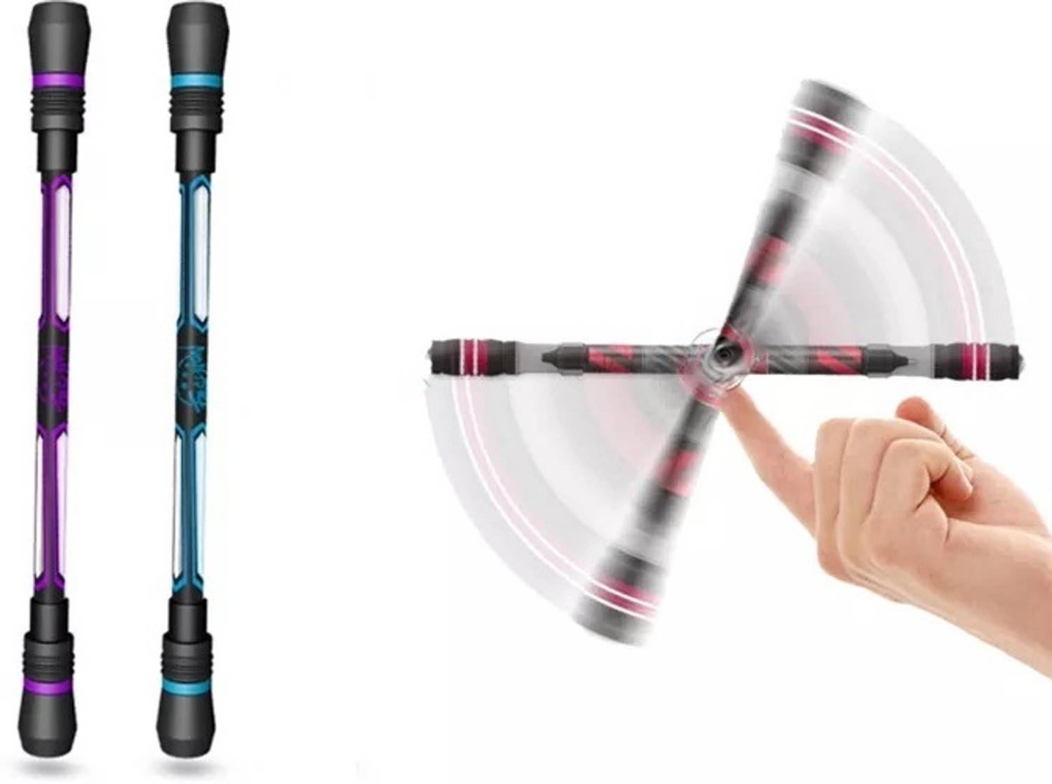 Auxmir 2Pcs Spinning Rotatable Finger Pen with Weighted for Gaming Student Roller Ball Pen