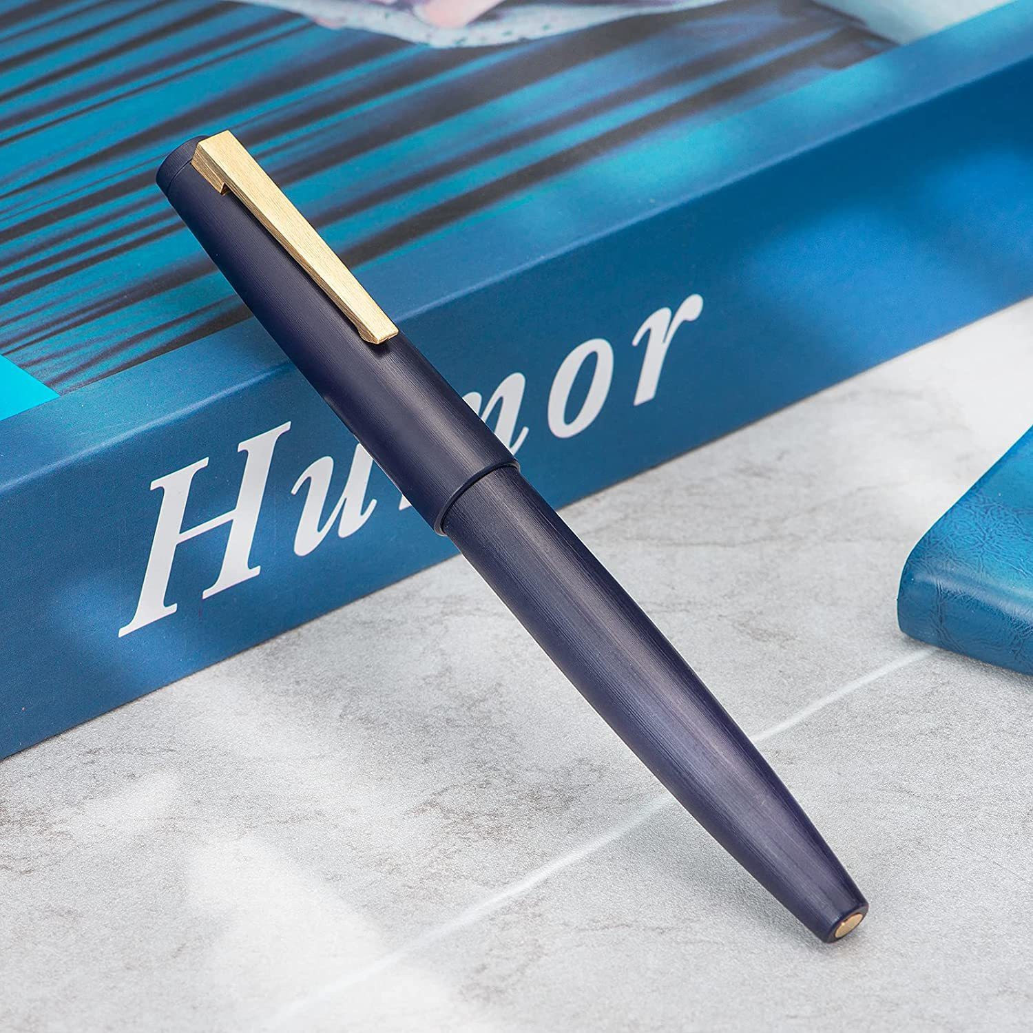 Image of Levin 80 Denim Blue Fountain Pen,Extra Fine Gold Nib with Ink Converter and Pen Fountain Pen