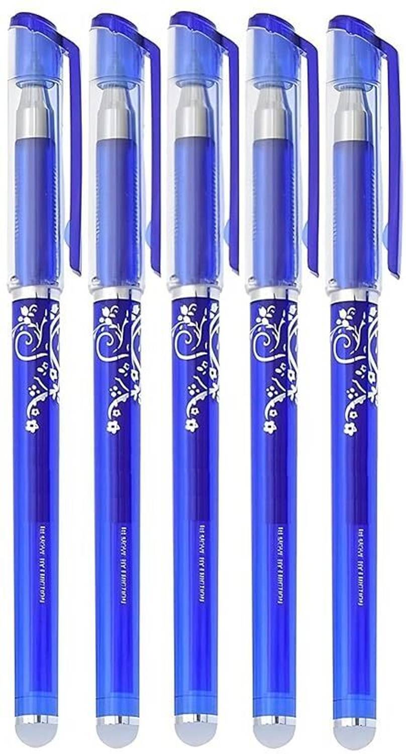 Agelast Blue Ink Erasable with attached Magic Wipe Eraser [0.35mm], Pack of 4 Gel Pen Refill