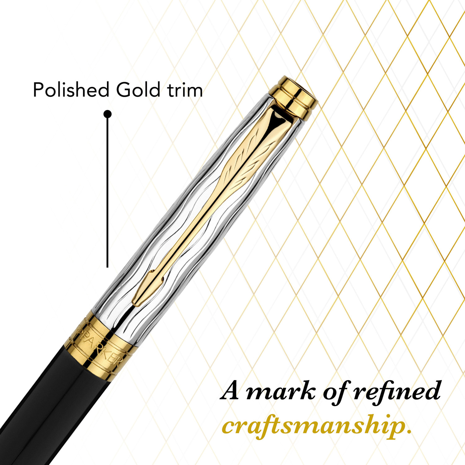 Image of PARKER Luxury Gift Set | Premium Hardbound Notebook | Aster Essential Black Chrome Trim Roller Ball Pen
