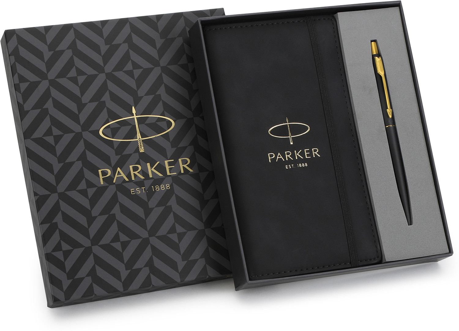 Image of PARKER Gift Set | Note Book wih Classic Matte Black Gold Trim | Ball Pen