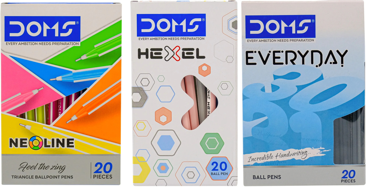 Image of DOMS NEOLINE AND HEXEL Ball Pen Lightweight, Fade Resistant, Comfortable Grip Ball Pen
