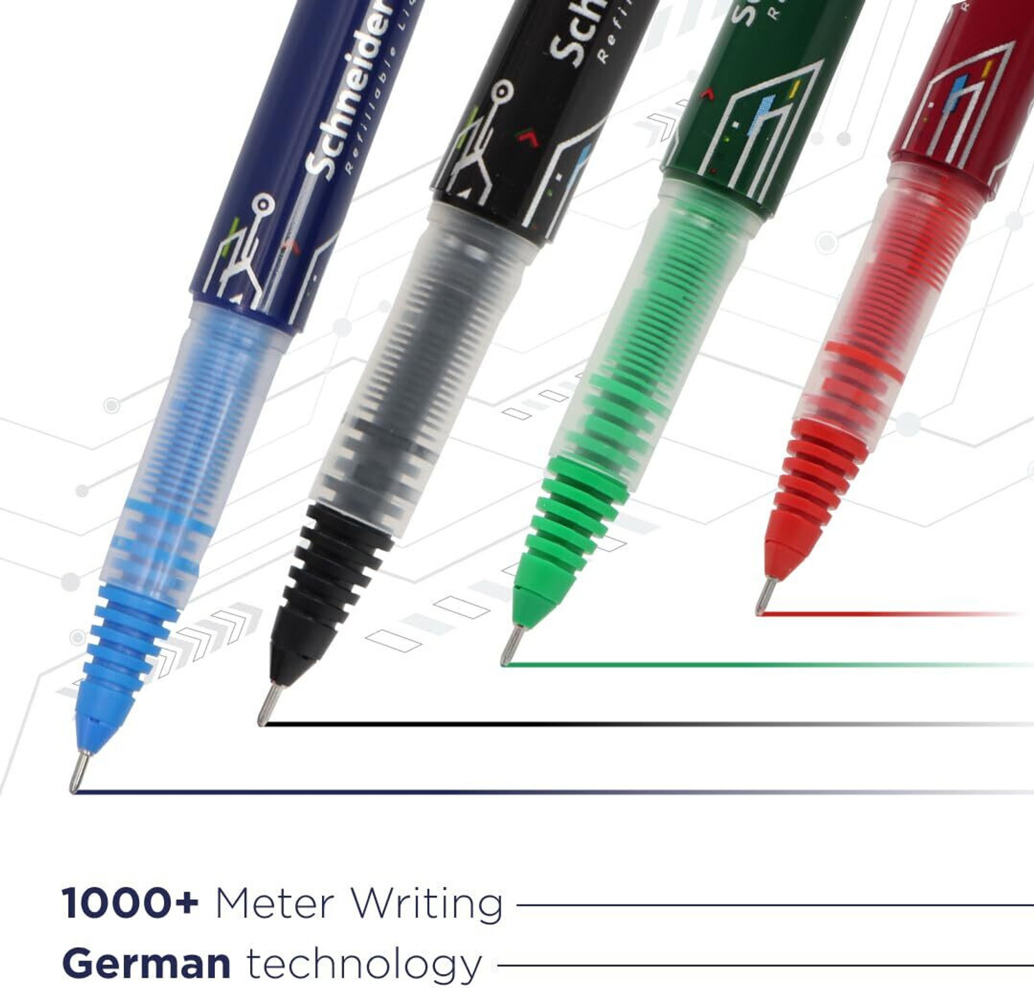 Image of Luxor Schneider LX MAX | Needle Tip | 0.5 mm | 1000+ Meters Writing Length | German Technology Roller Ball Pen