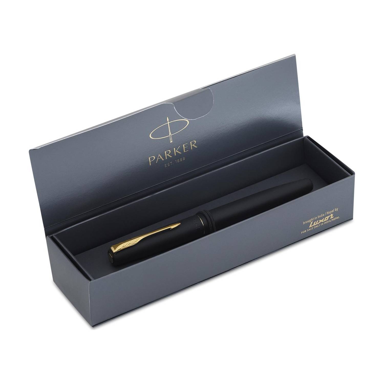 PARKER Frontier Matte Black, Gold Trim Fountain Pen