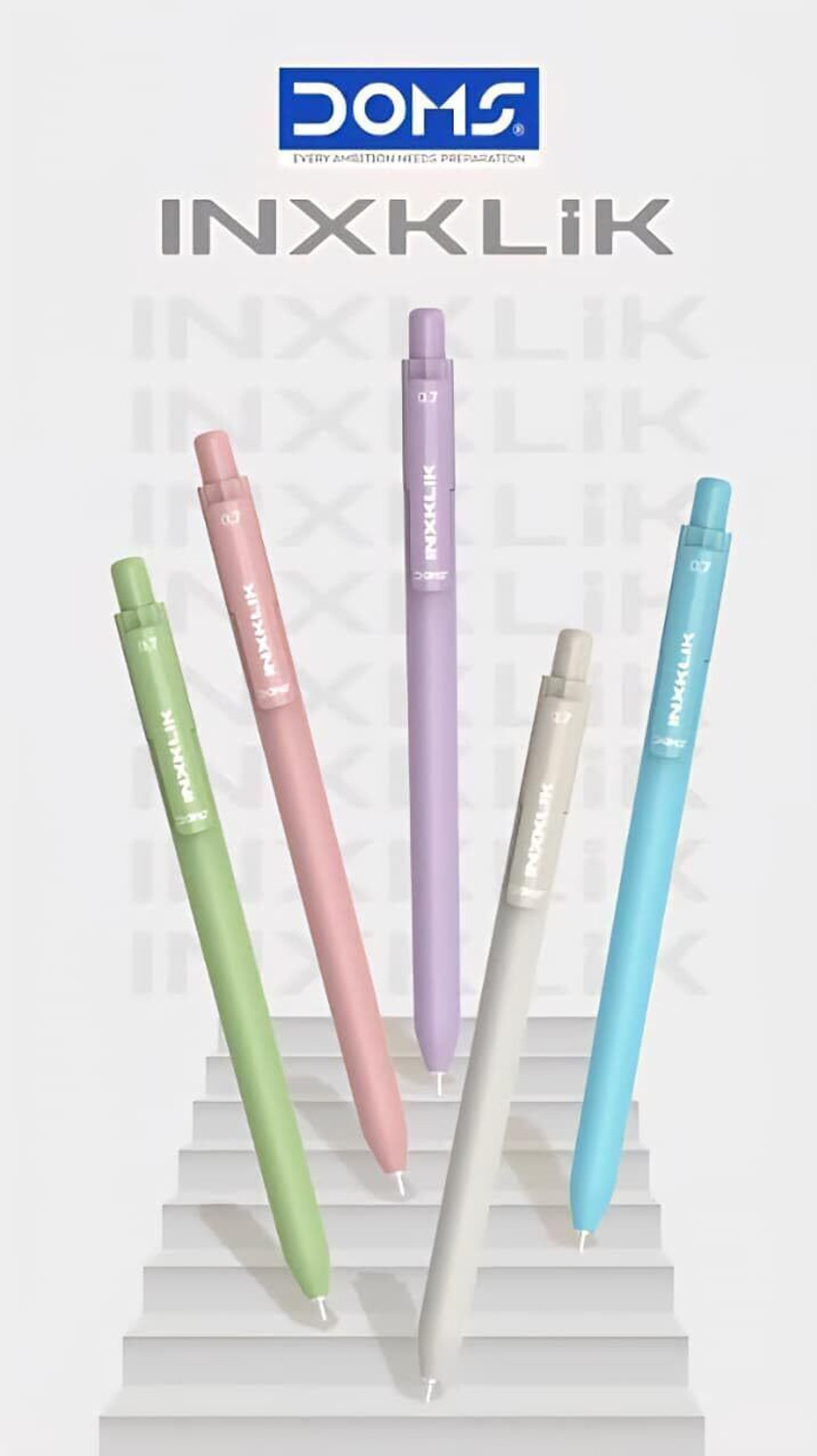 Image of DOMS INXKLIK | 0.7mm click Ballpen | Blue Ink | Pack Of 20| Smooth Click | Ball Pen