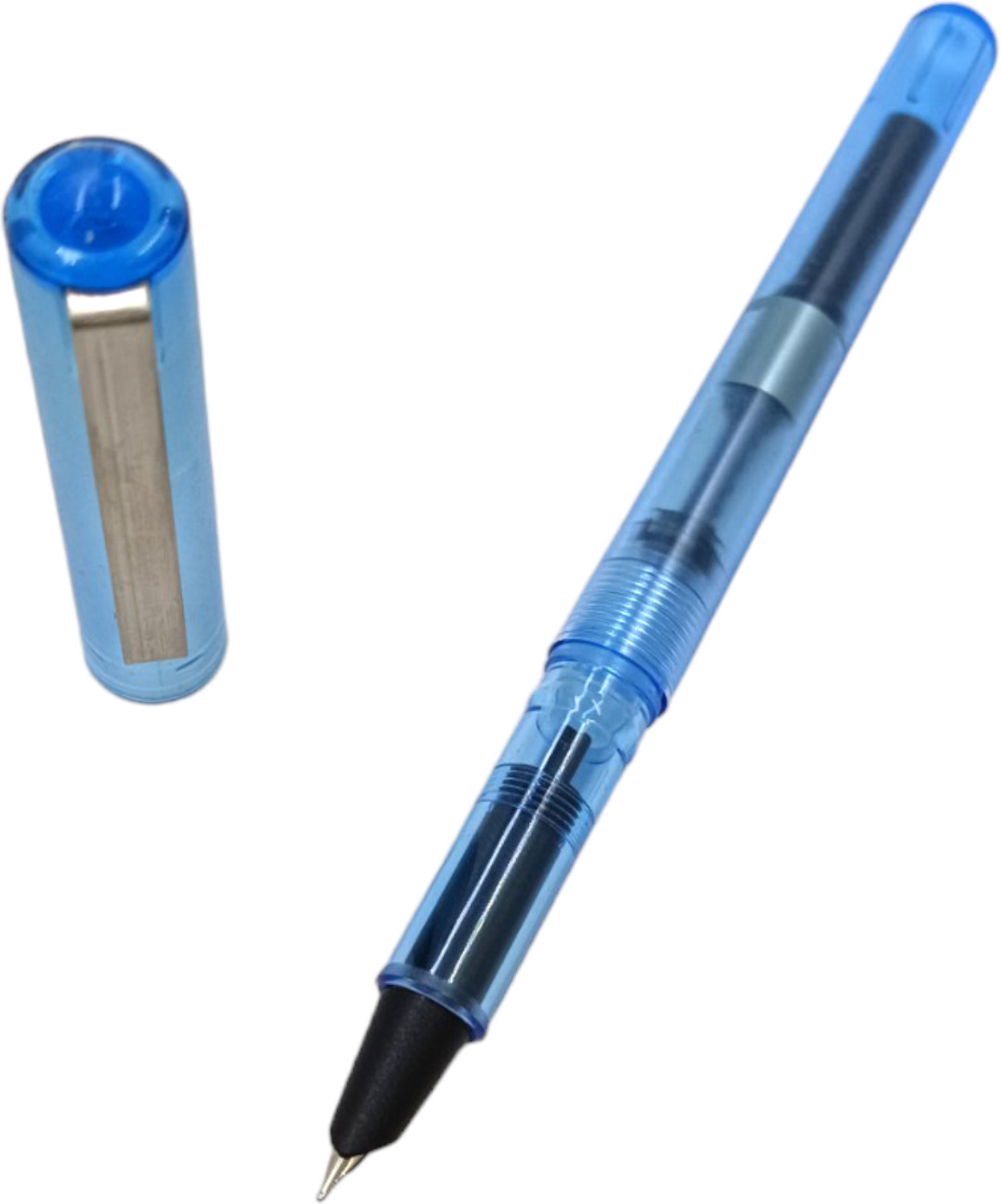Image of Lestylo Jinhao 5991 Combo Of 2 Pens Transparent Body Blue And Orange Fine Nib Best Fountain Pen