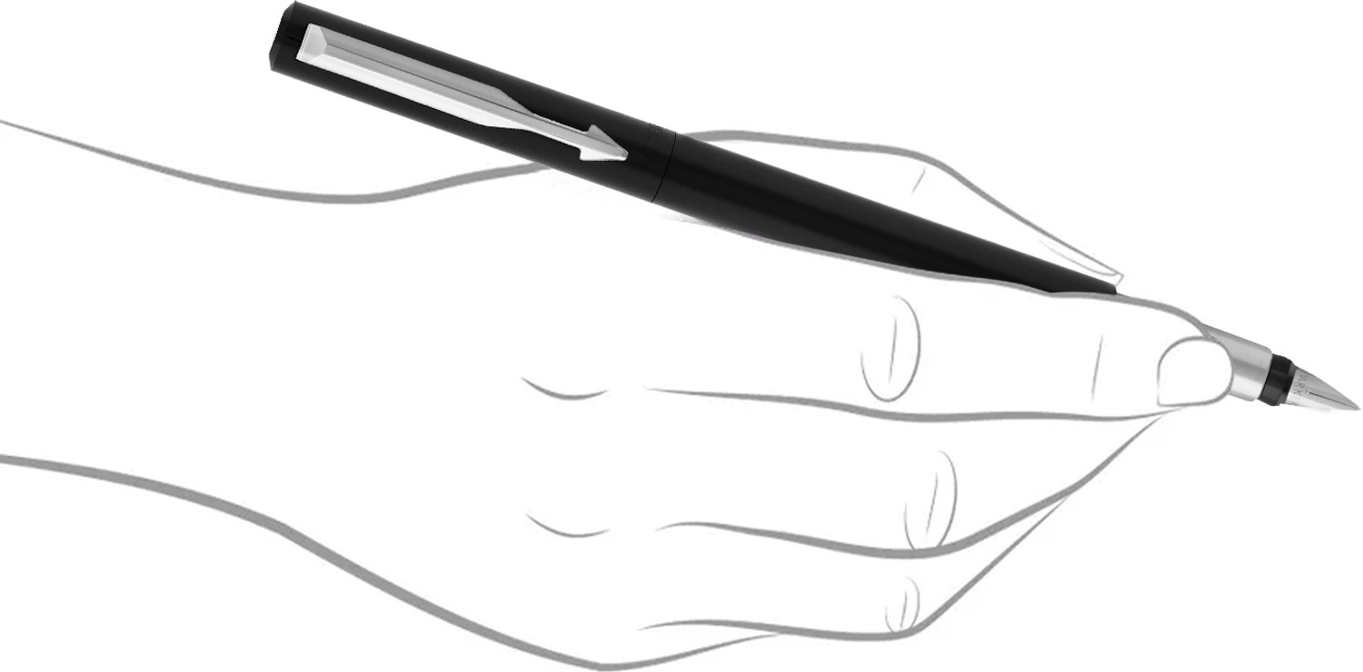 Image of PARKER Vector Standard, Chrome Trim Fountain Pen & Black Body Colour Ball Pen