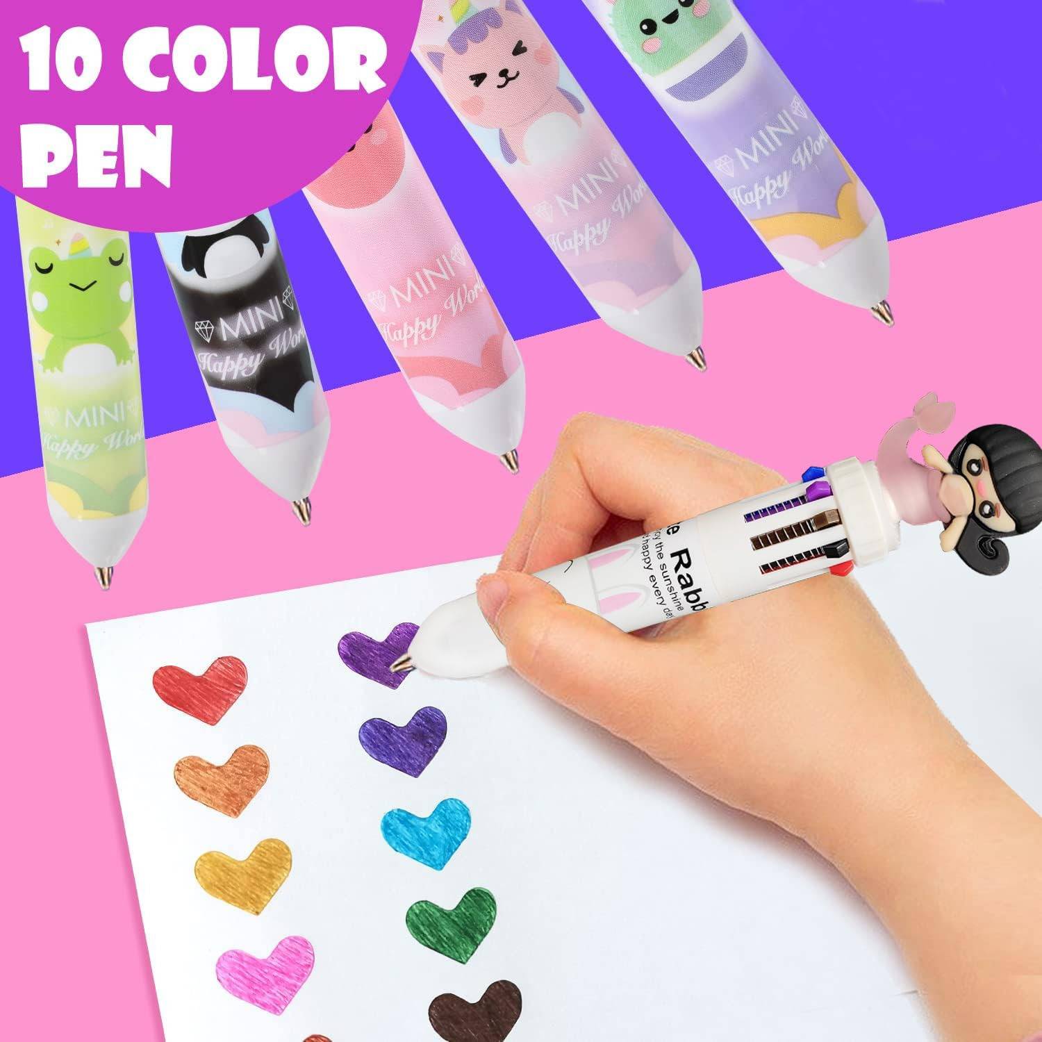 Rockjon 10-in-1 Multi Colored Ball Pen | With Cute character