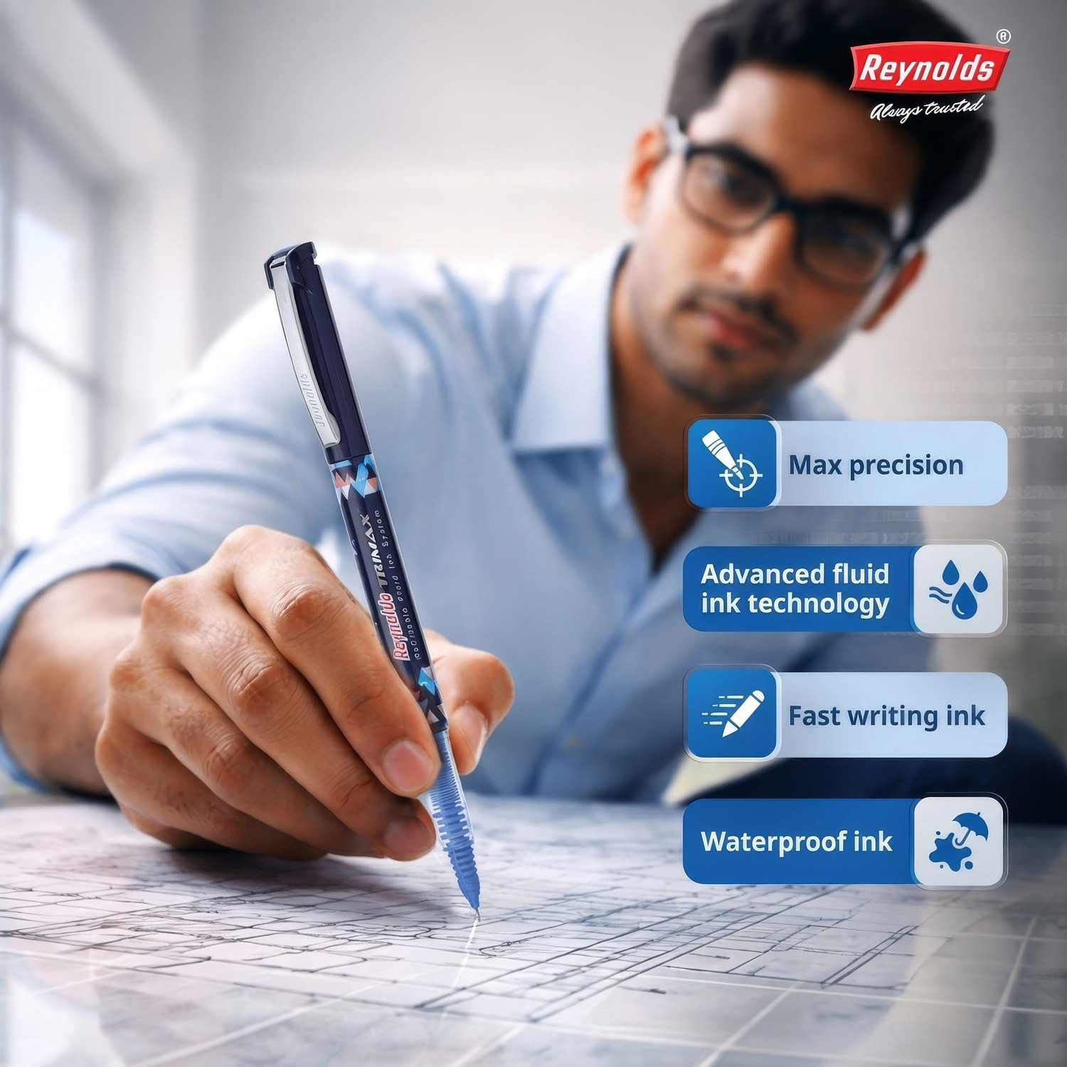 Image of Reynolds Trimax Roller Ball Pen