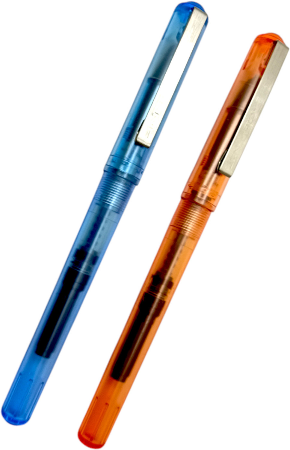 Image of Lestylo Jinhao 5991 Combo Of 2 Pens Transparent Body Blue And Orange Fine Nib Best Fountain Pen