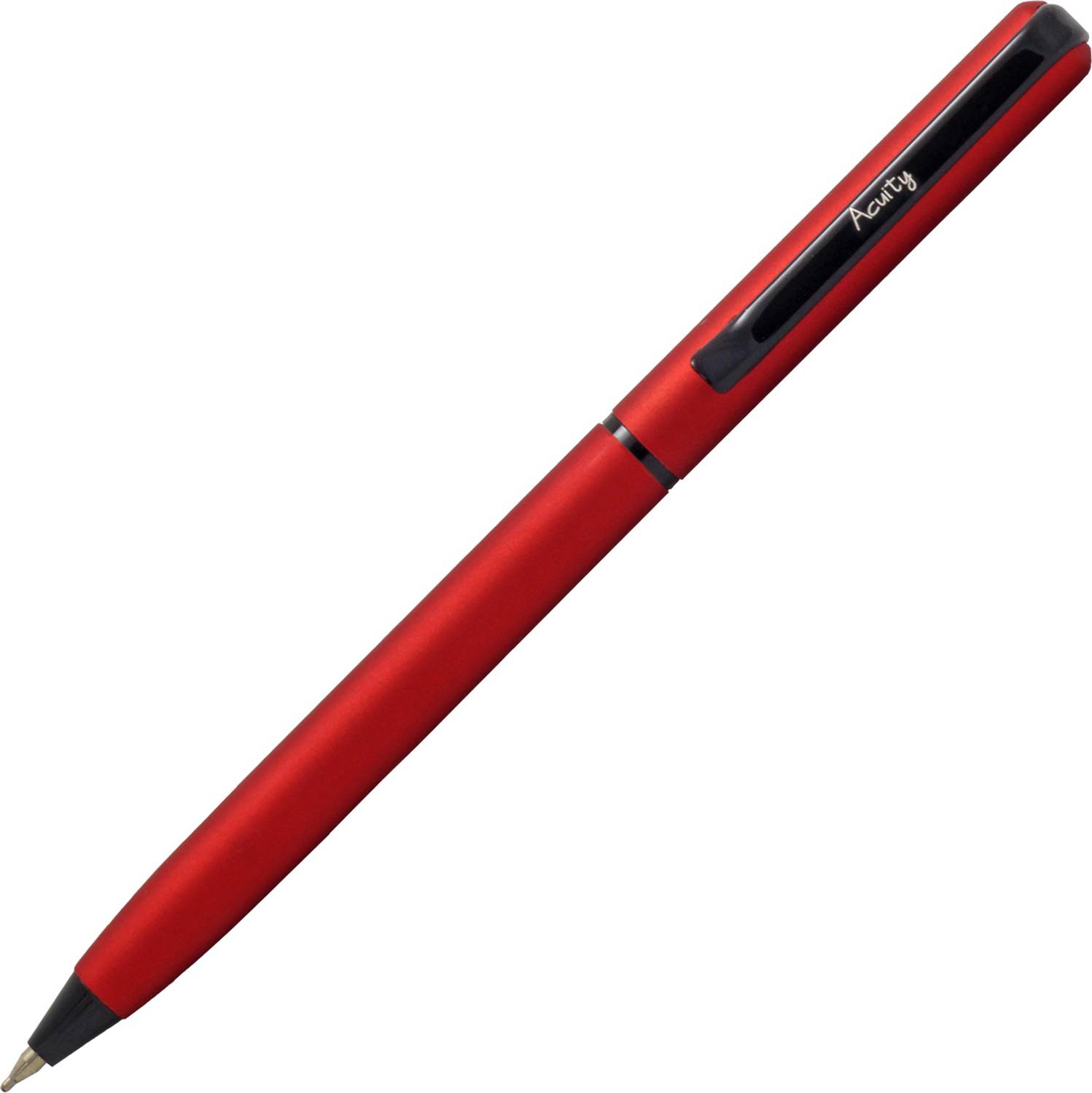 Acuity Metal Ball Pen with Red Finish Body & Black Clip - Comes in a Pen Pouch - Ball Pen