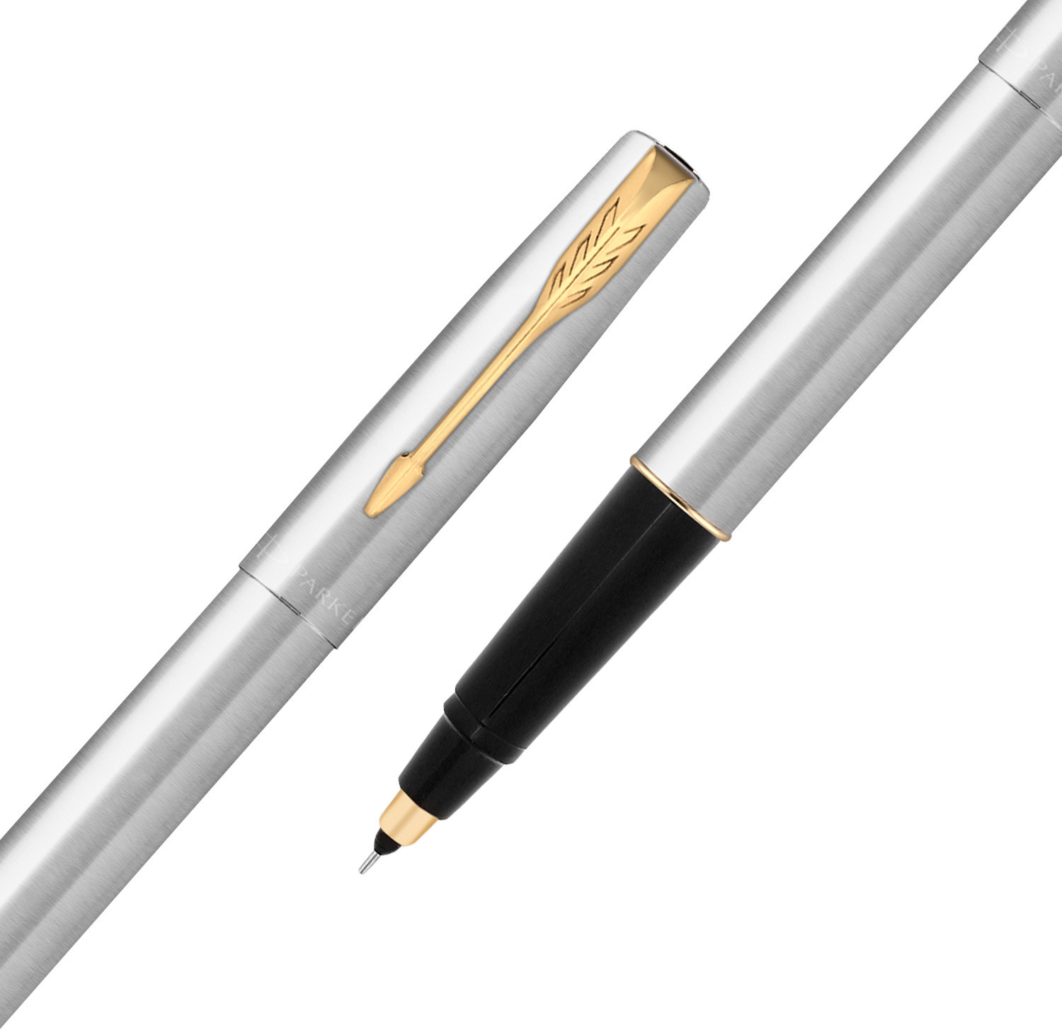 Image of PARKER Frontier Stainless Steel, Gold Trim Roller Ball Pen