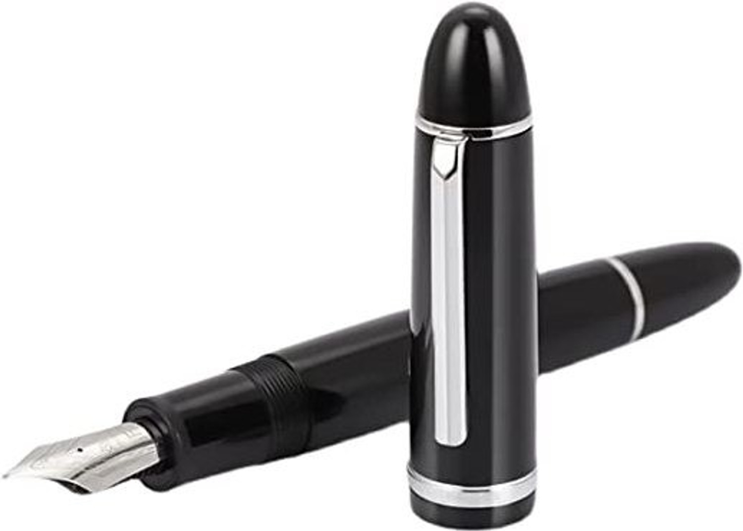 Image of Levin X159 Fine Nib Fountain Pen, Black Acrylic Big Size Writing Pen Fountain Pen