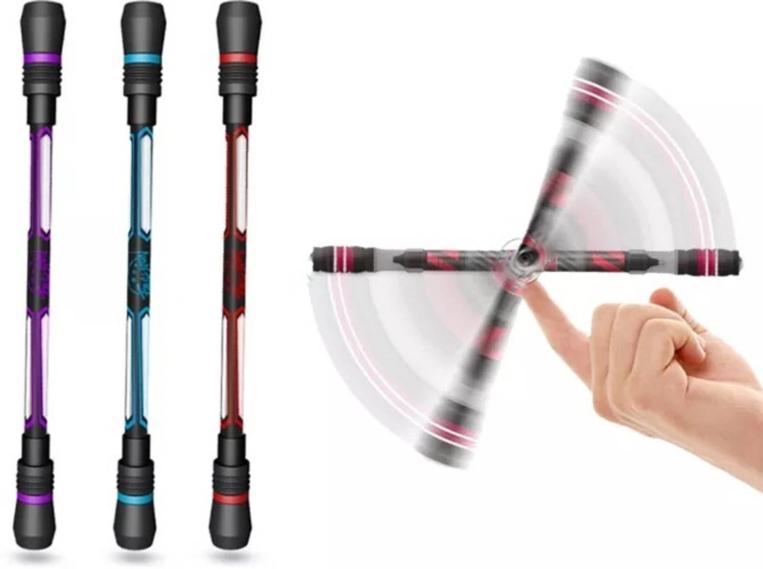 Auxmir 3Pcs Spinning Rotatable Finger Pen with Weighted for Gaming Student Roller Ball Pen