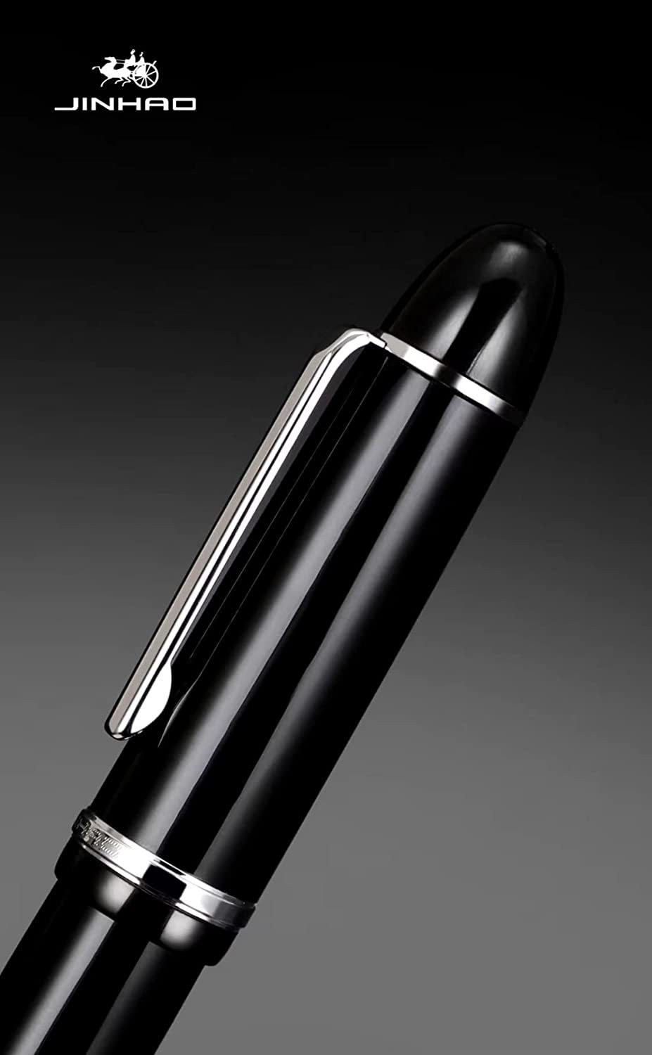 Image of Levin X159 Fine Nib Fountain Pen, Black Acrylic Big Size Writing Pen Fountain Pen