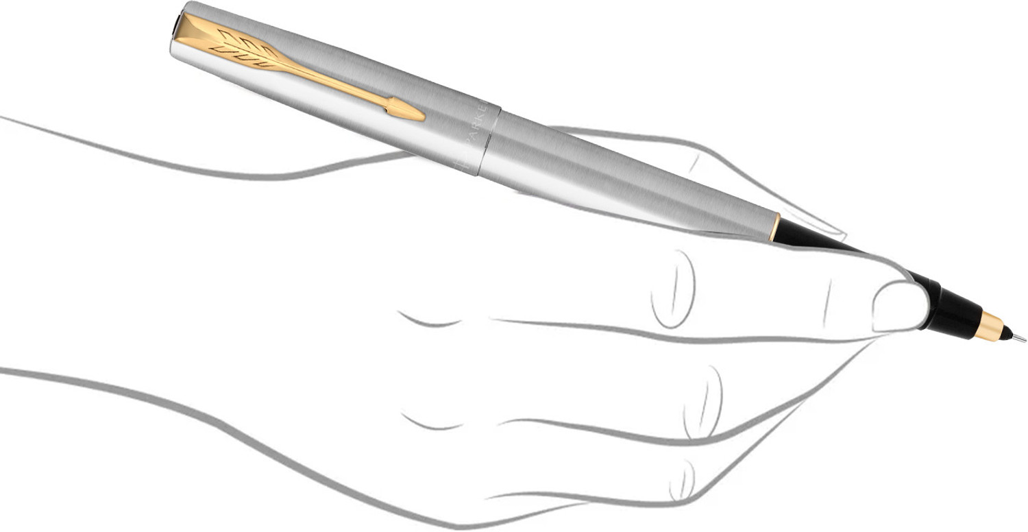 Image of PARKER Frontier Stainless Steel, Gold Trim Roller Ball Pen