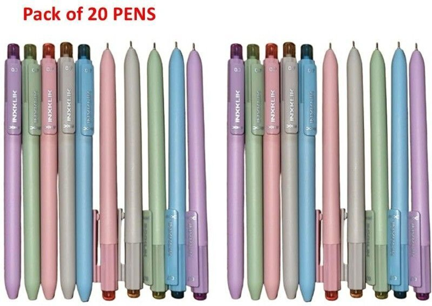 Image of DOMS INXKLIK | 0.7mm click Ballpen | Blue Ink | Pack Of 20| Smooth Click | Ball Pen