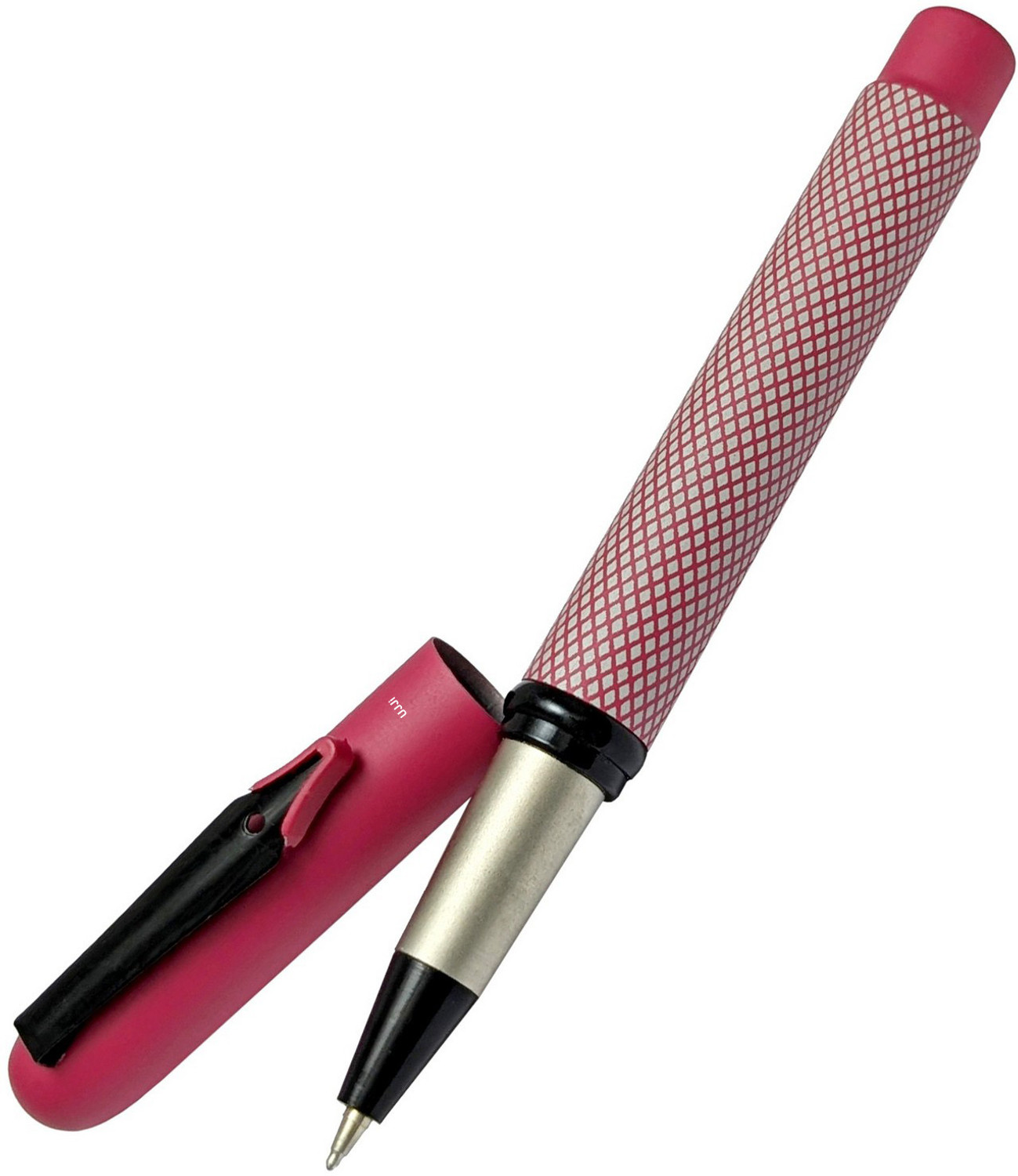 Image of UJJi Magnetic Cap Textured Pattern Body Design Pink Color Nib Design Clip Roller Ball Pen